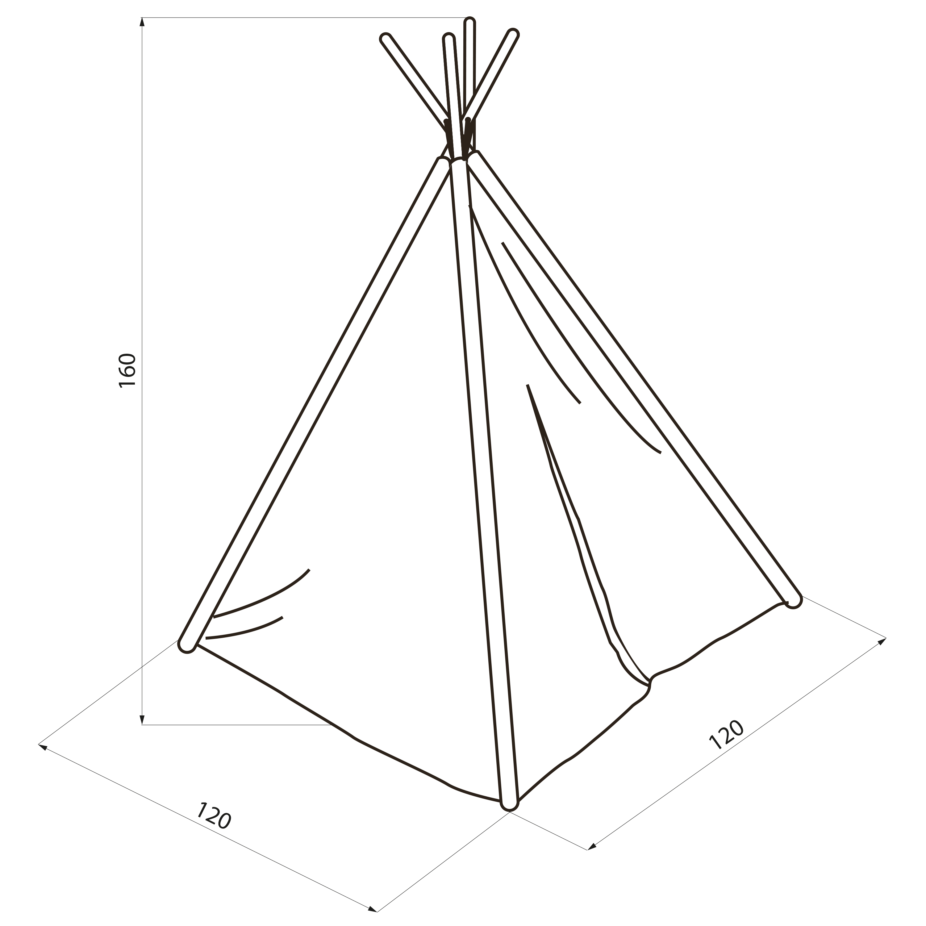 Wereldkaart Tipi Tent Zwart/wit