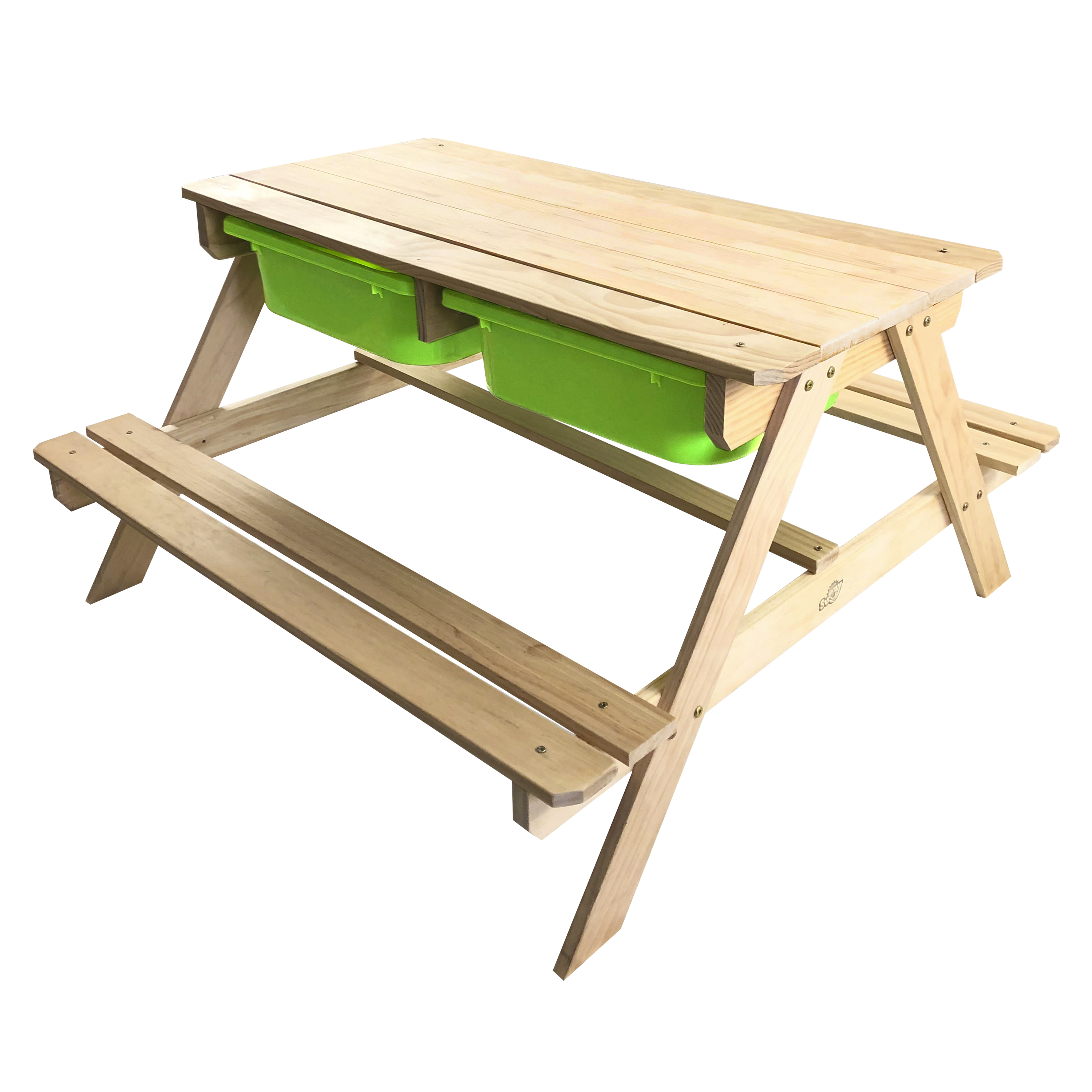 Dual Top 2.0 Sand & Water Picnic Table with Green Bins