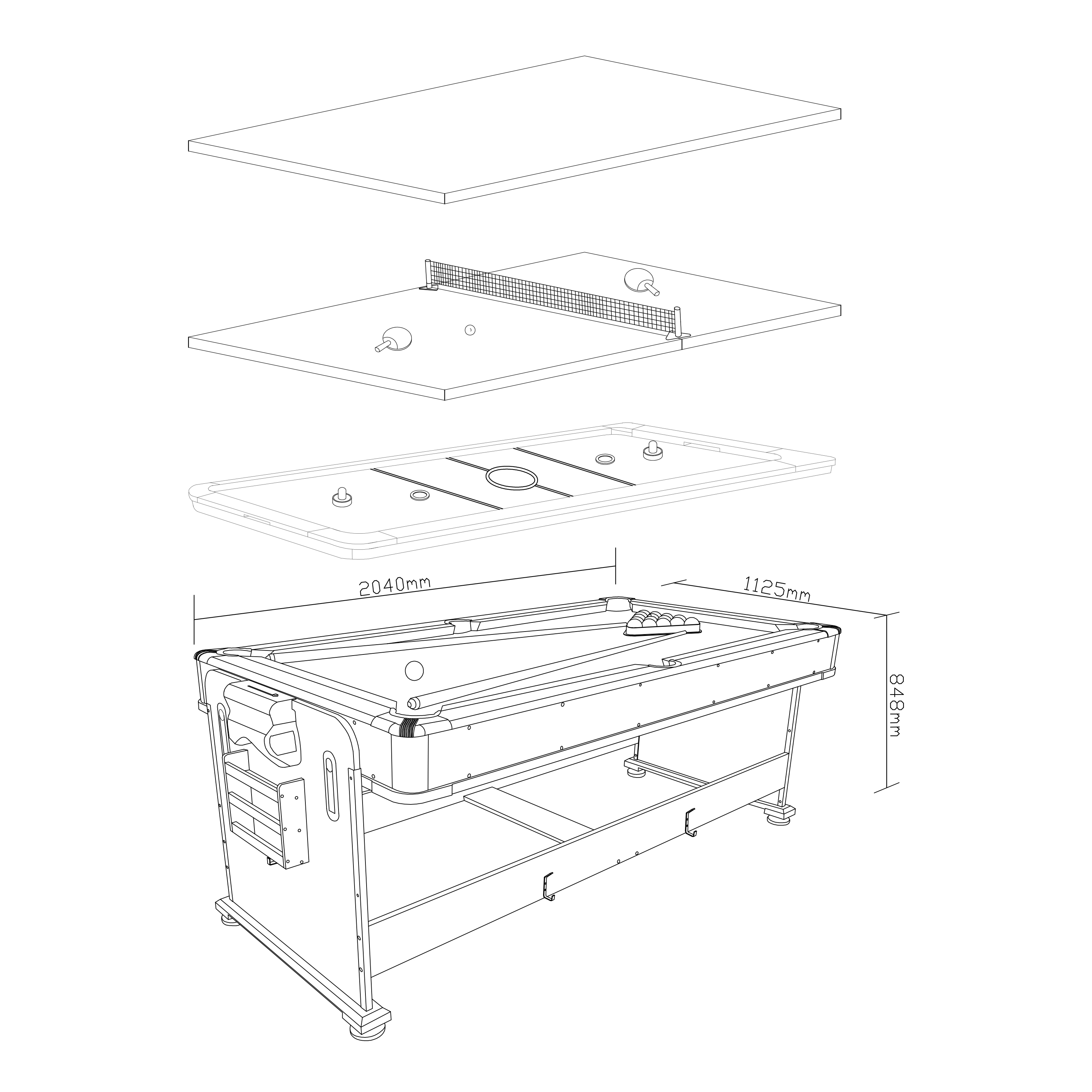 Cougar 4-in-1 Multi Speeltafel Zwart