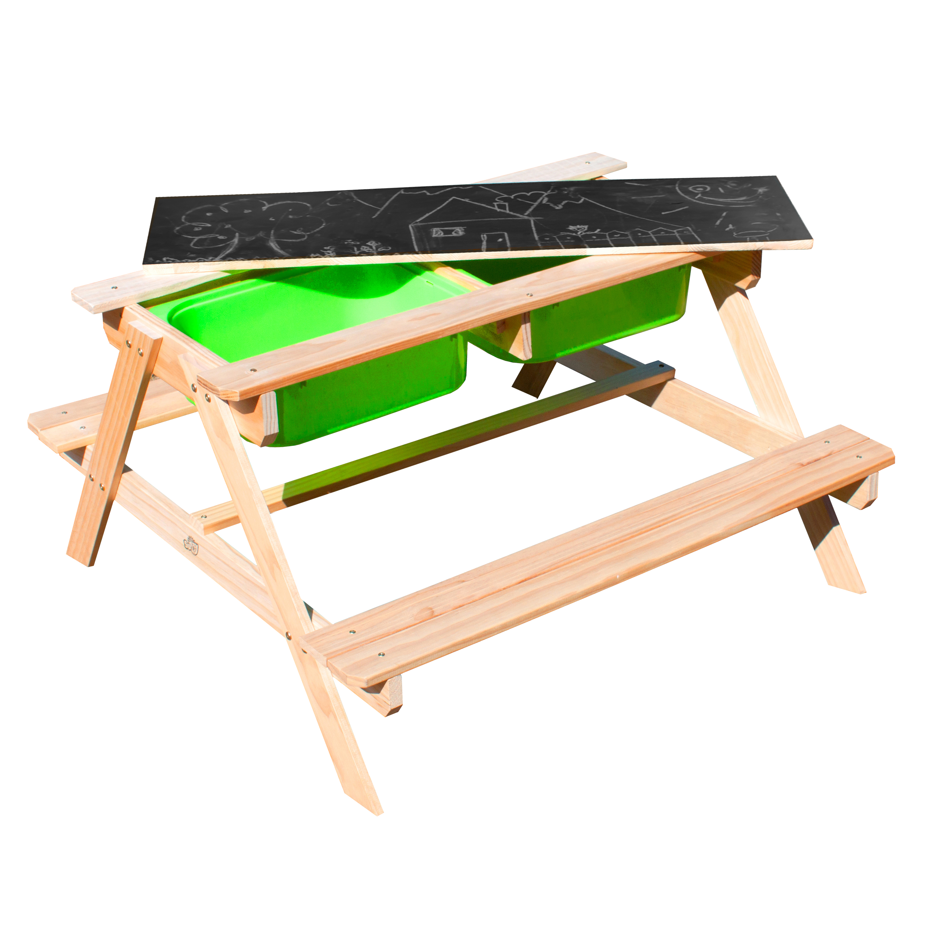 Dual Top 2.0 Sand & Water Picnic Table with Green Bins