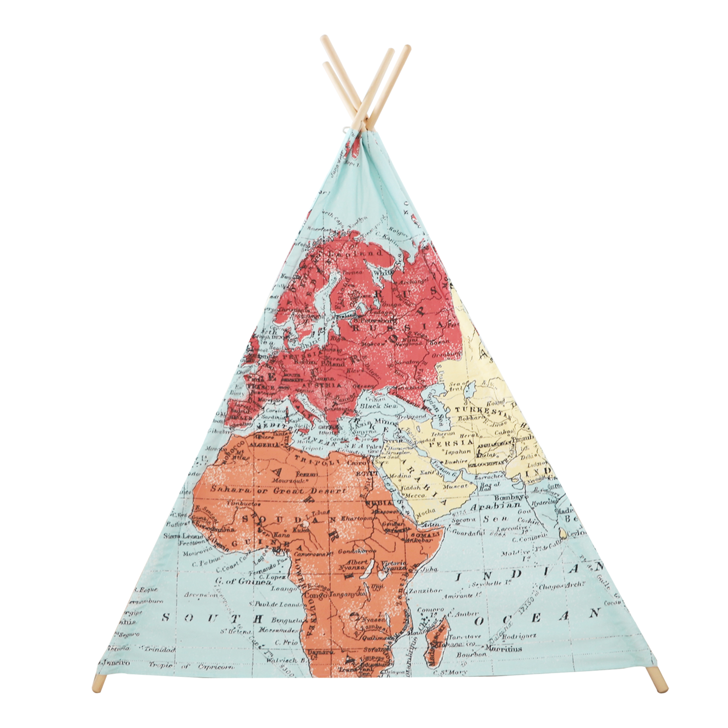 Sunny World Map Teepee Tent - Multicolor