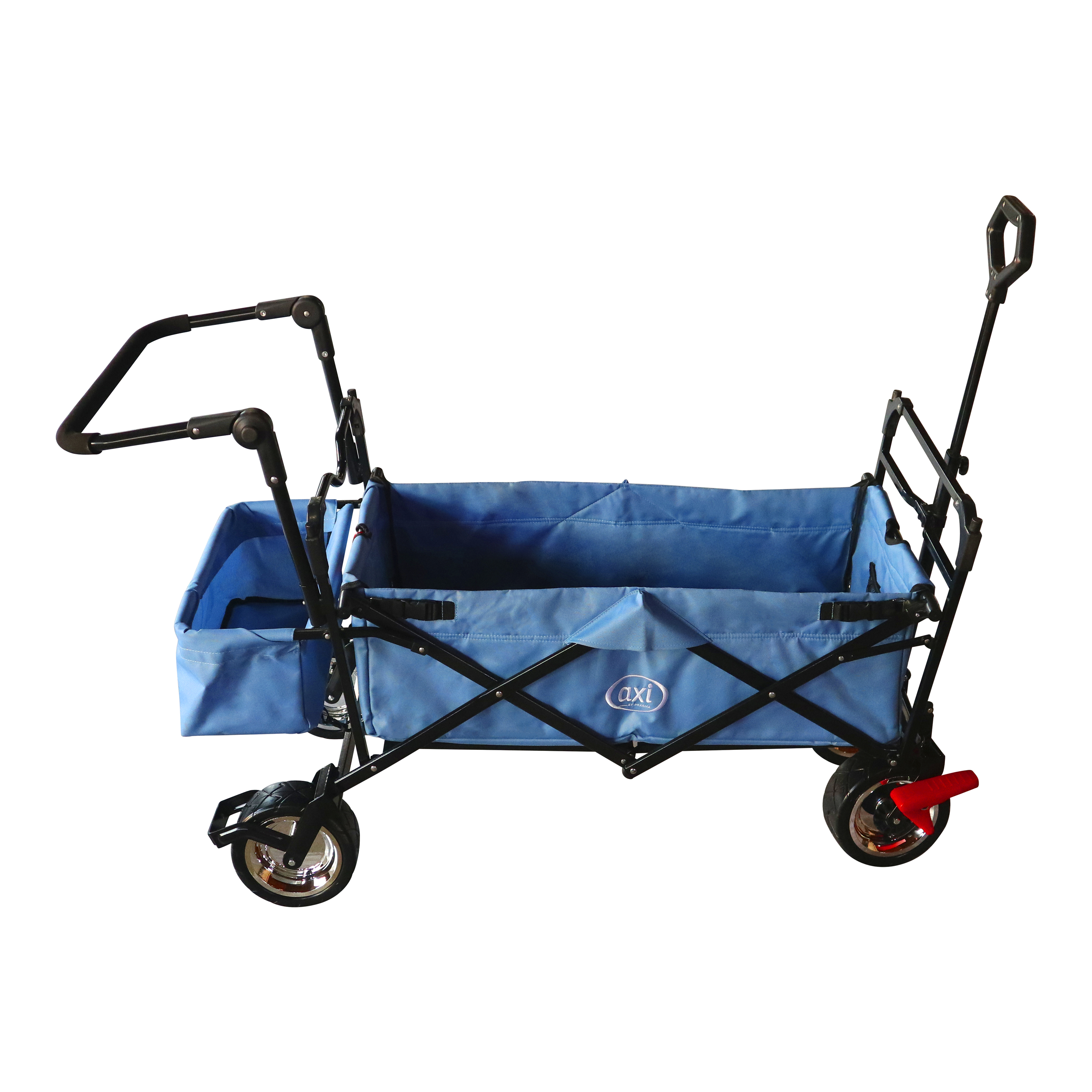 AB210 Foldable Beachwagon with roof, bag, brake and handlebar Blue