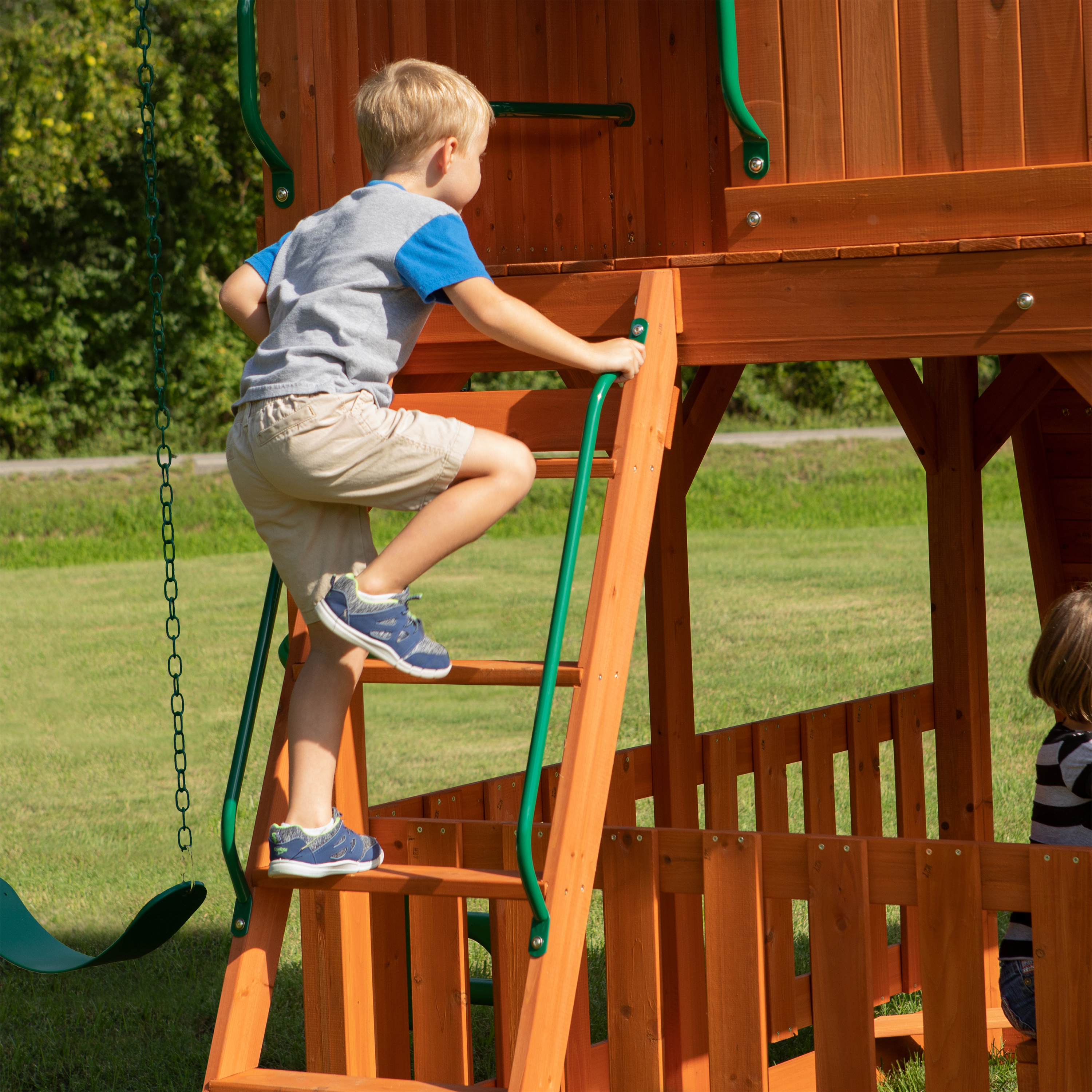 Skyfort II Swing Set with Slide, Climbing Frame and Lookout 