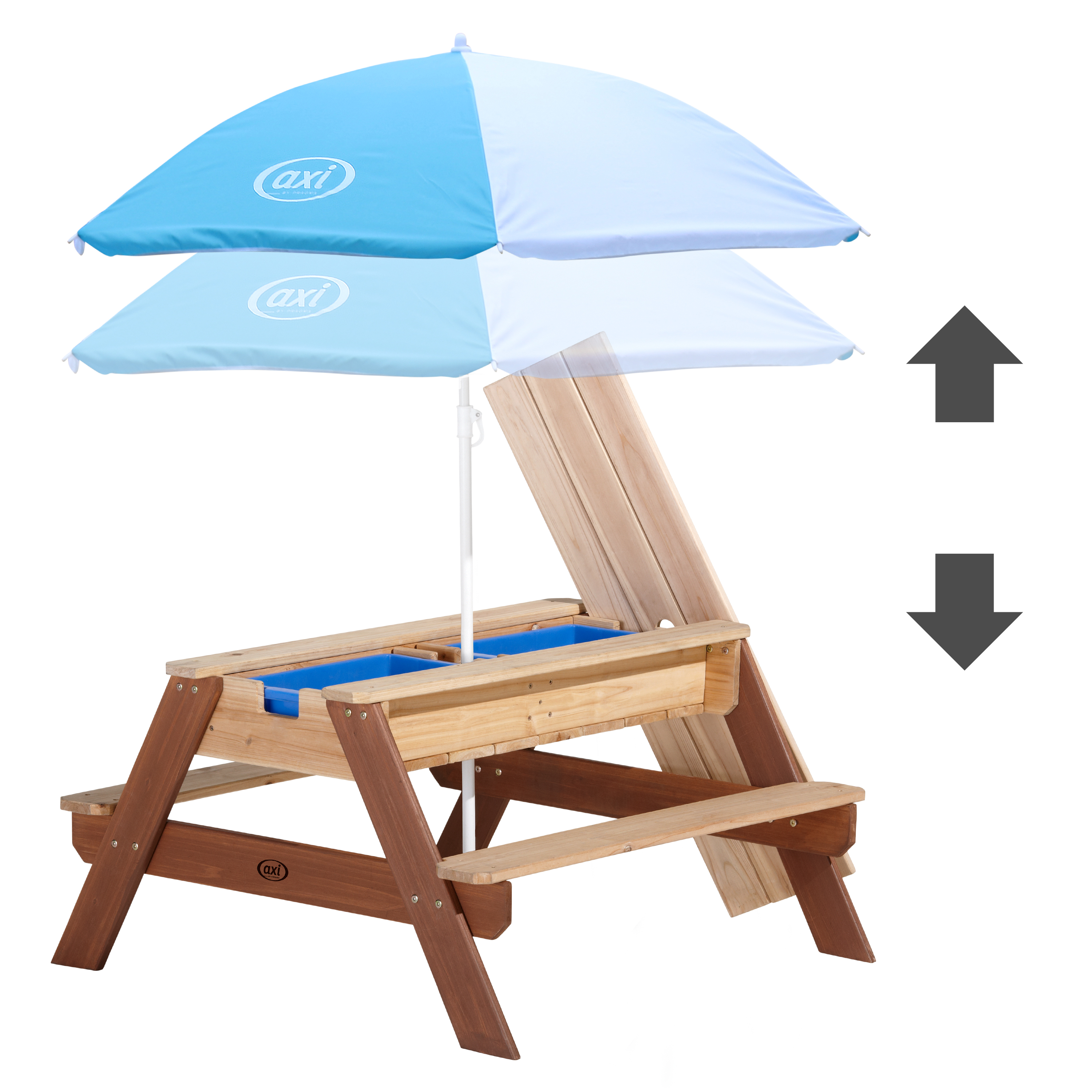 Nick Sand & Water Picnic Table Brown with Umbrella