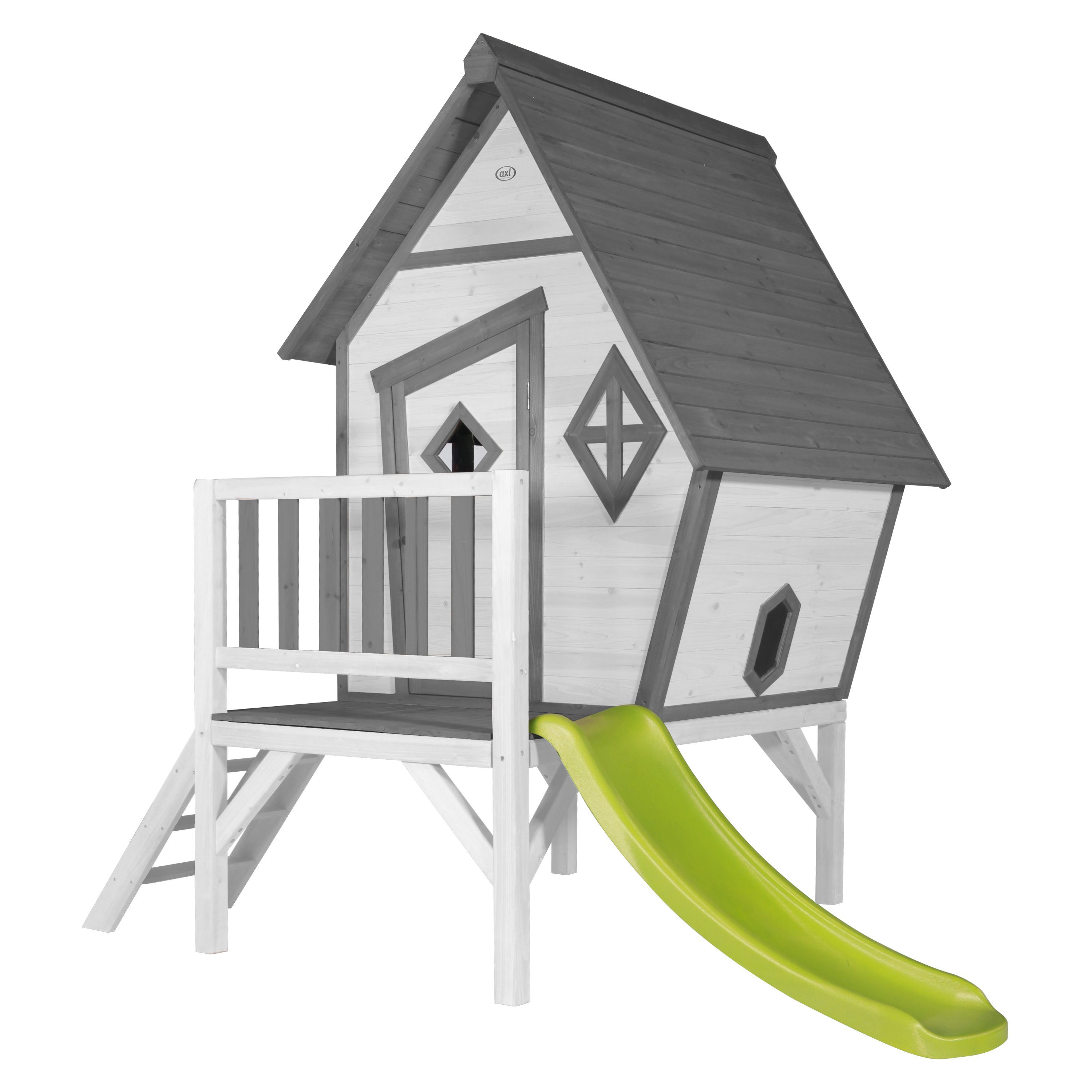 Cabin XL Playhouse Grey/White - Lime Green Slide