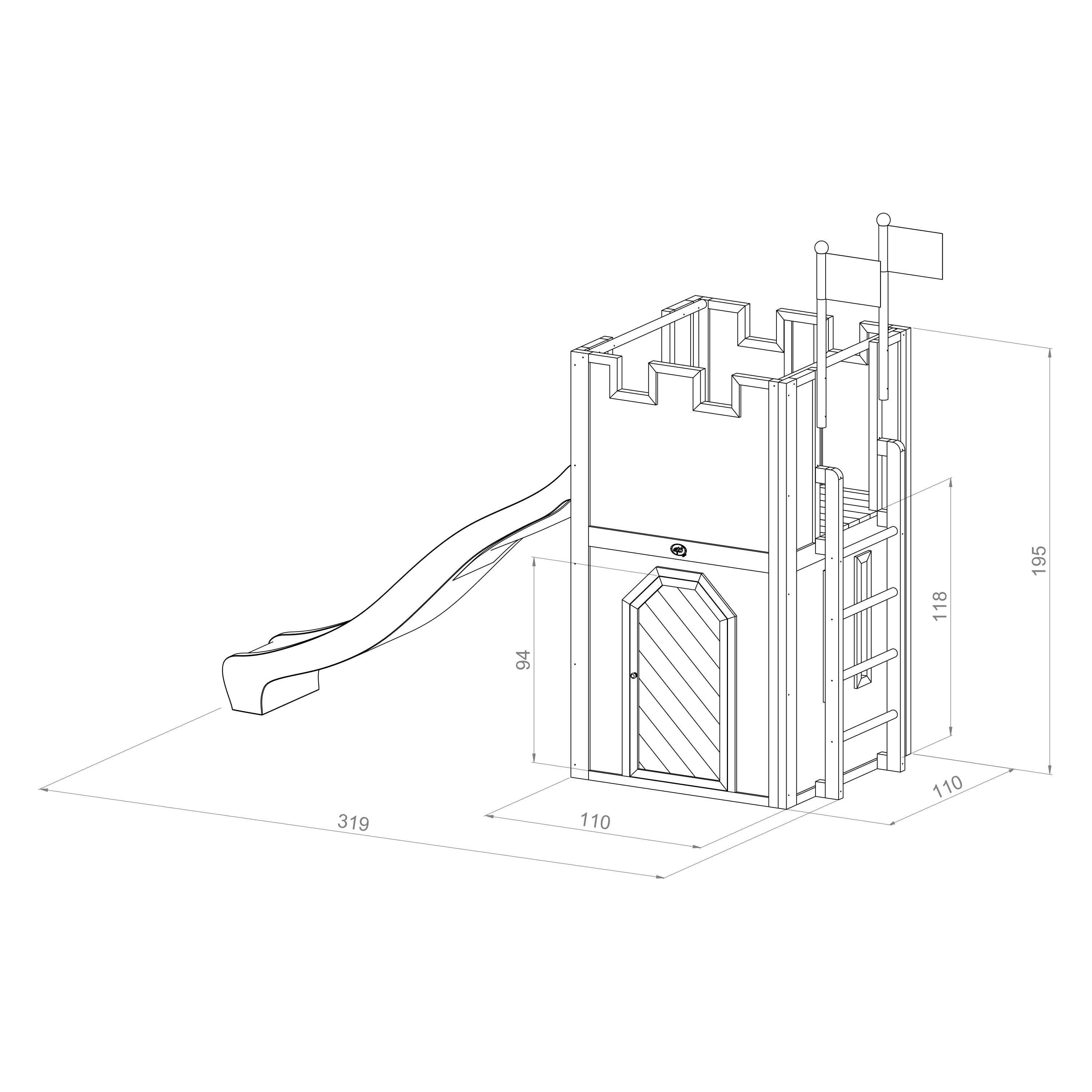 Arthur Playhouse Brown/Red - Green Slide