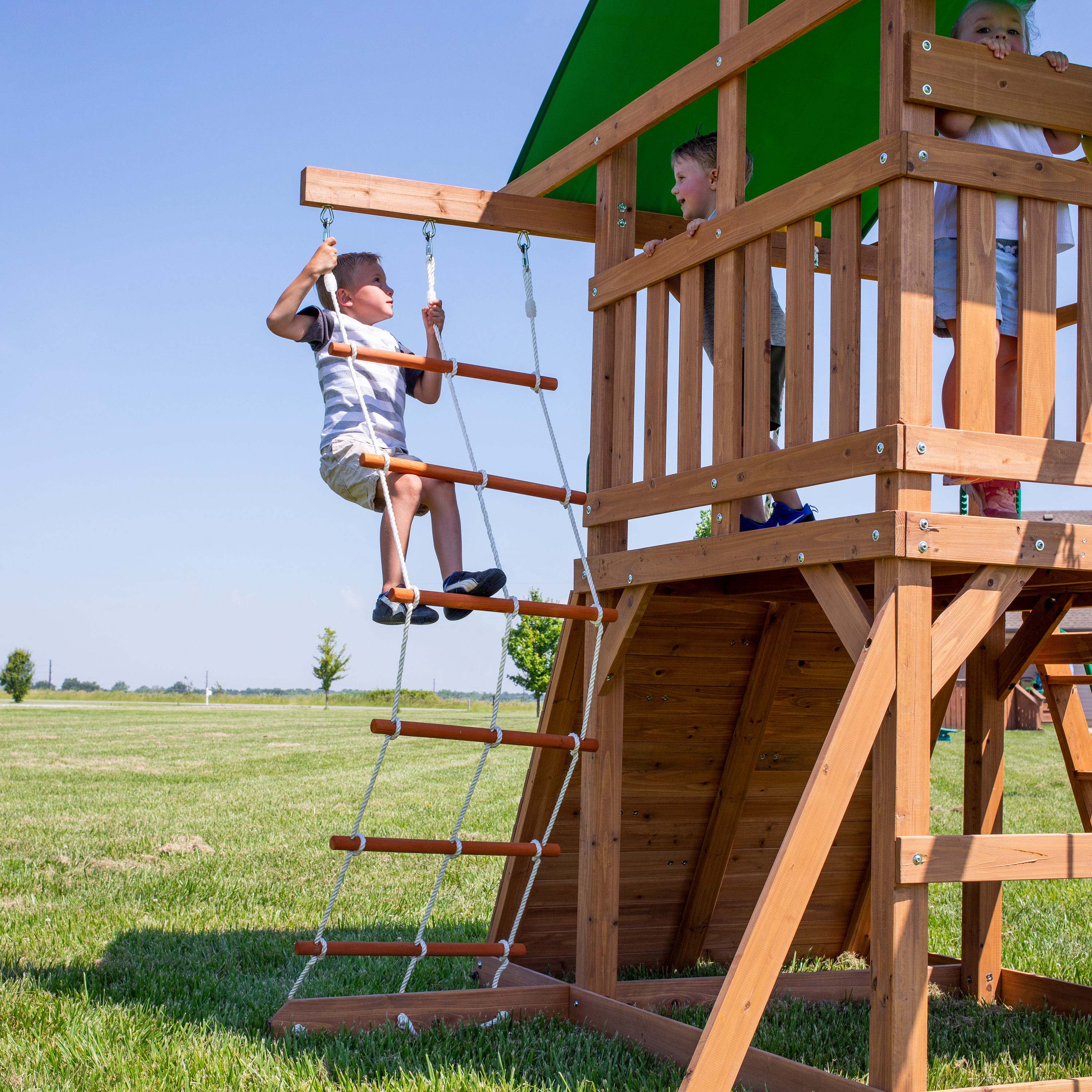 Greyson Peak Swing Set with Slide and Climbing Wall