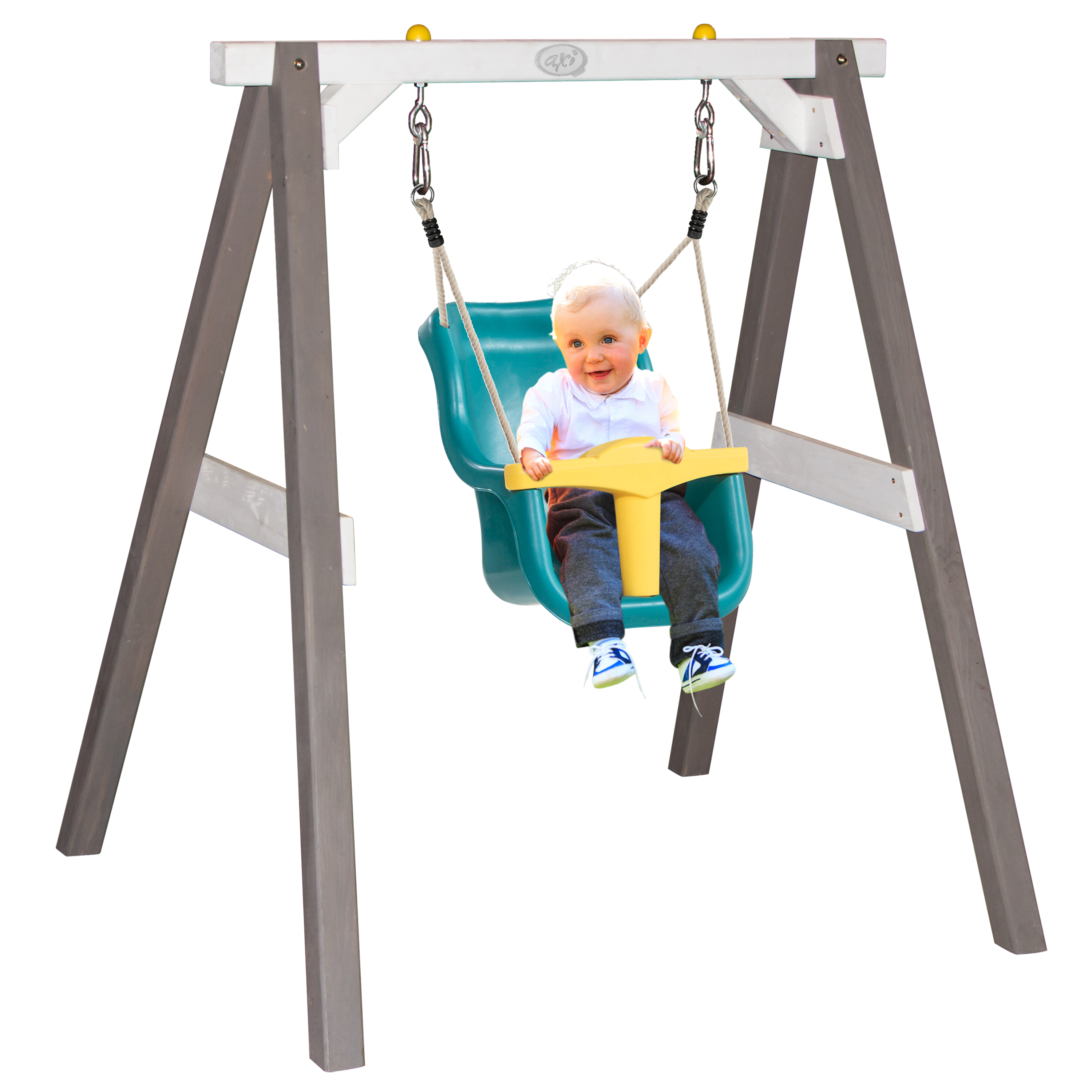 Baby Swing Grey / White with seat Turquoise/yellow