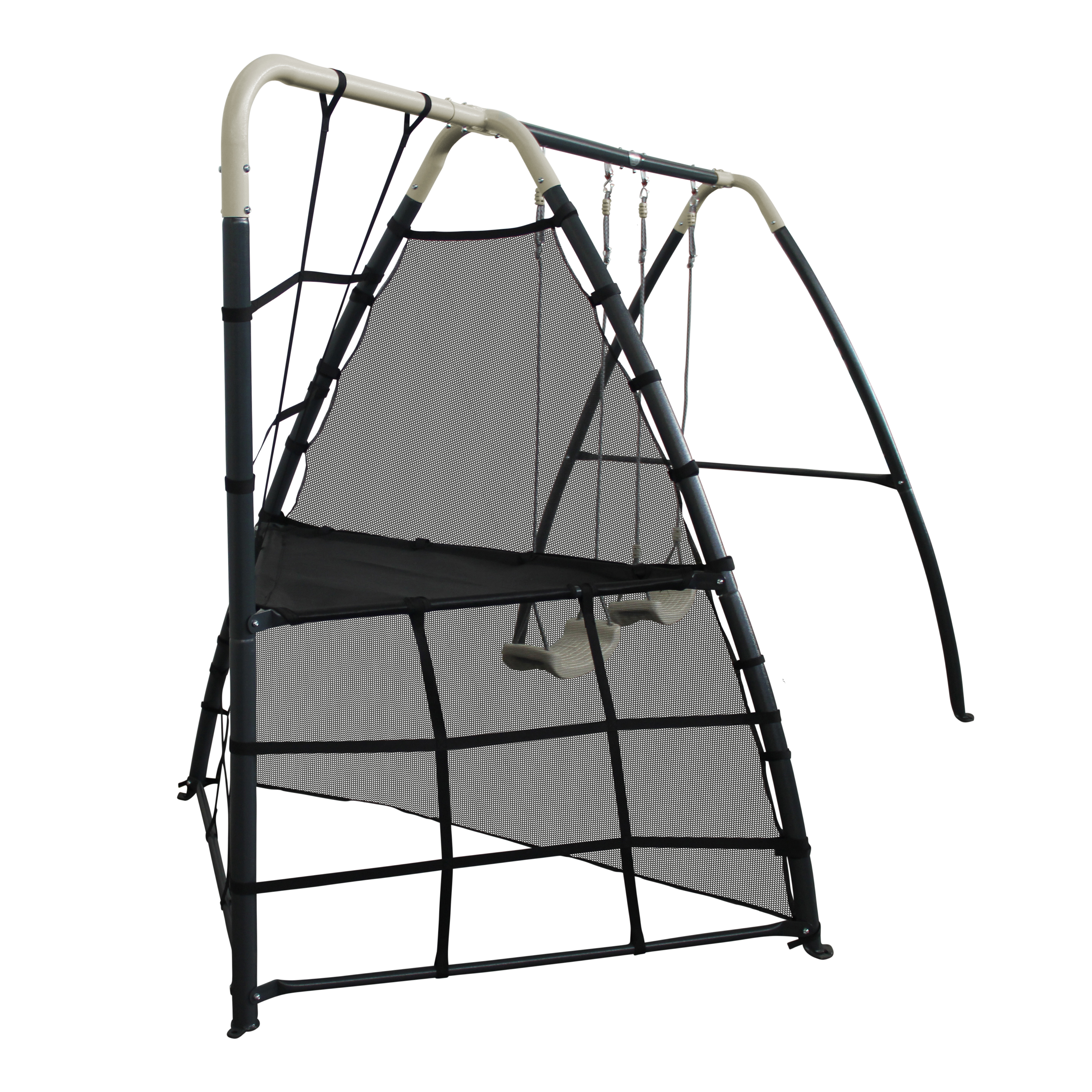 Metal Playground with double swing and climbing frame Anthra