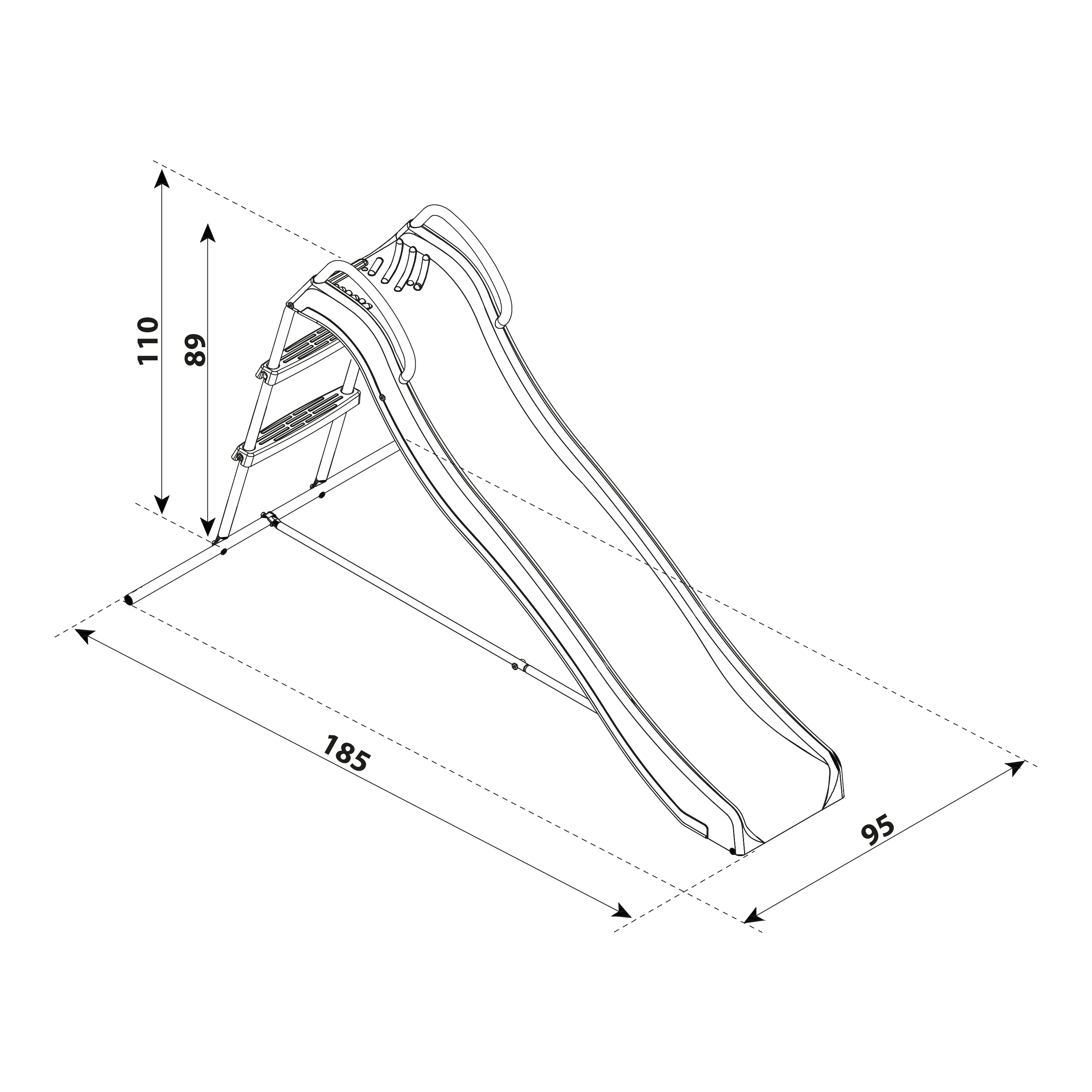 AXI Freestanding Slide with water connection 180cm - Blue/Anthracite 