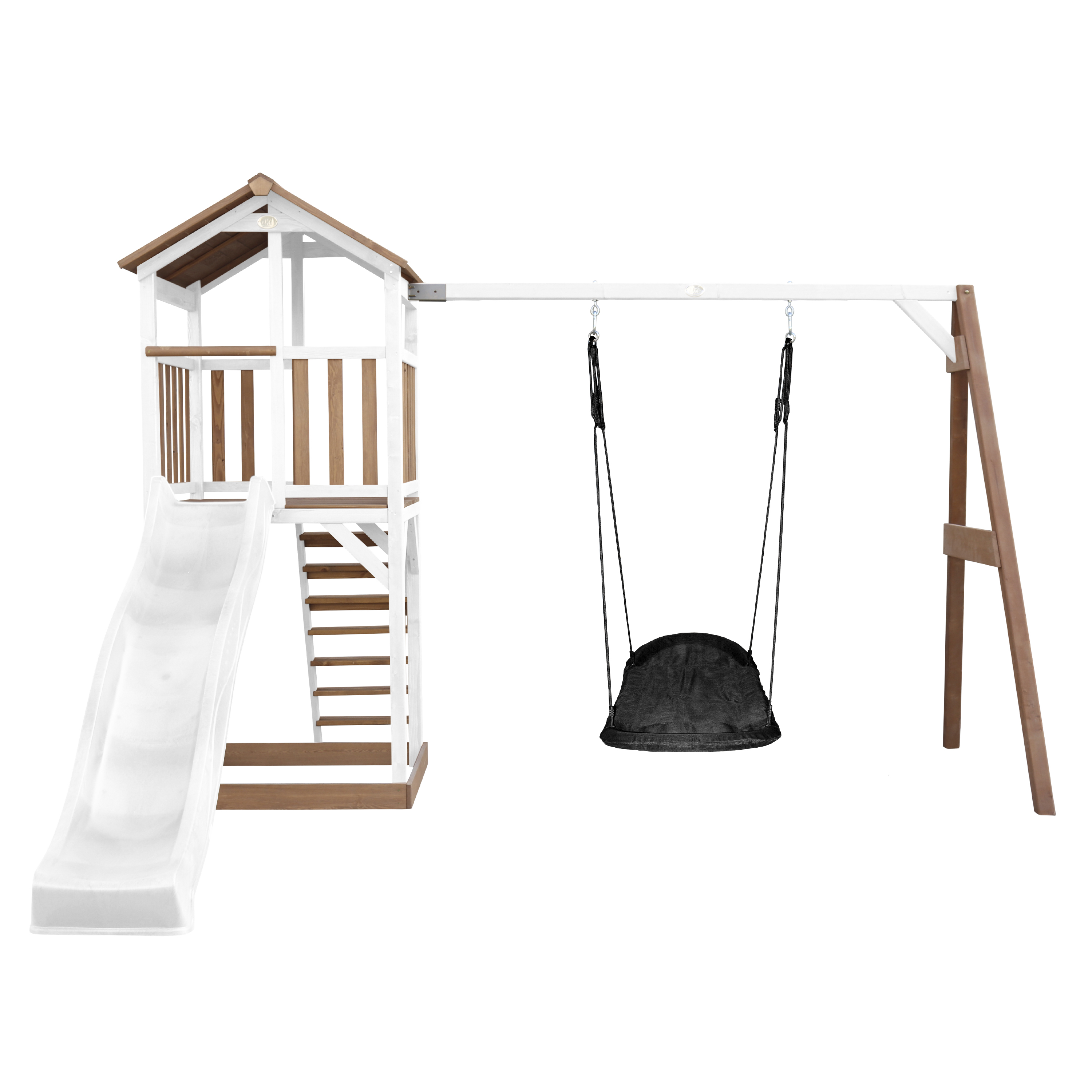 Beach Tower with Roxy Nest Swing Brown/white - White Slide