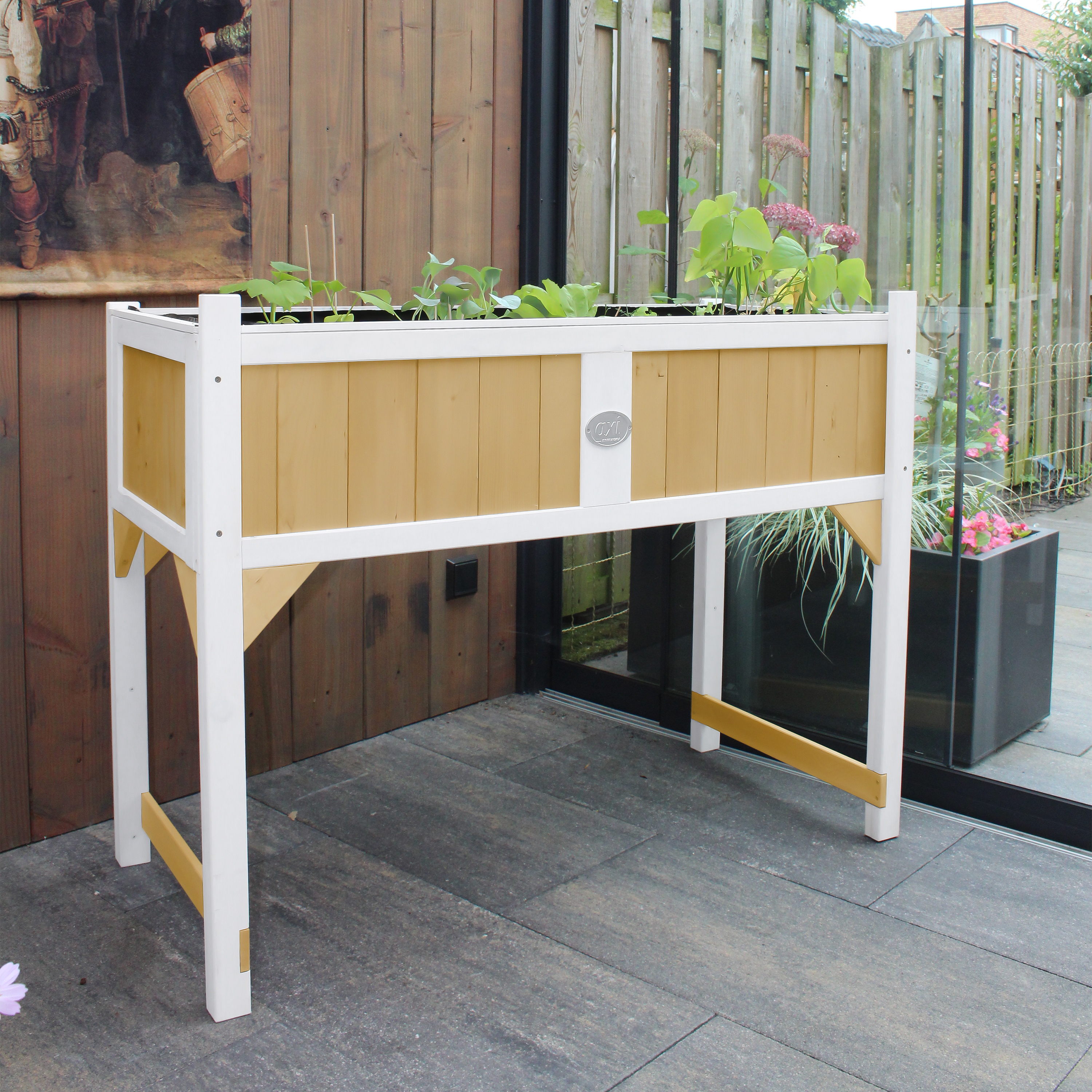 Growing Table with root mat Brown/White