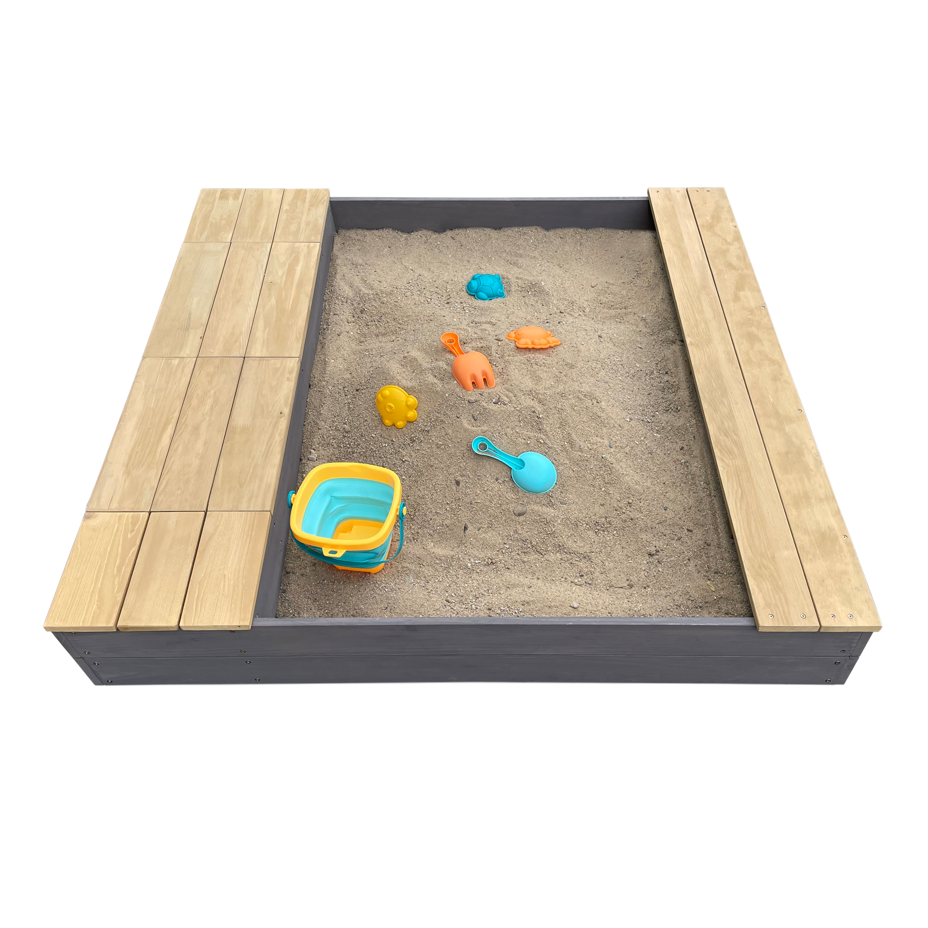 Evy Sandbox with Bins and Storage Grey/brown