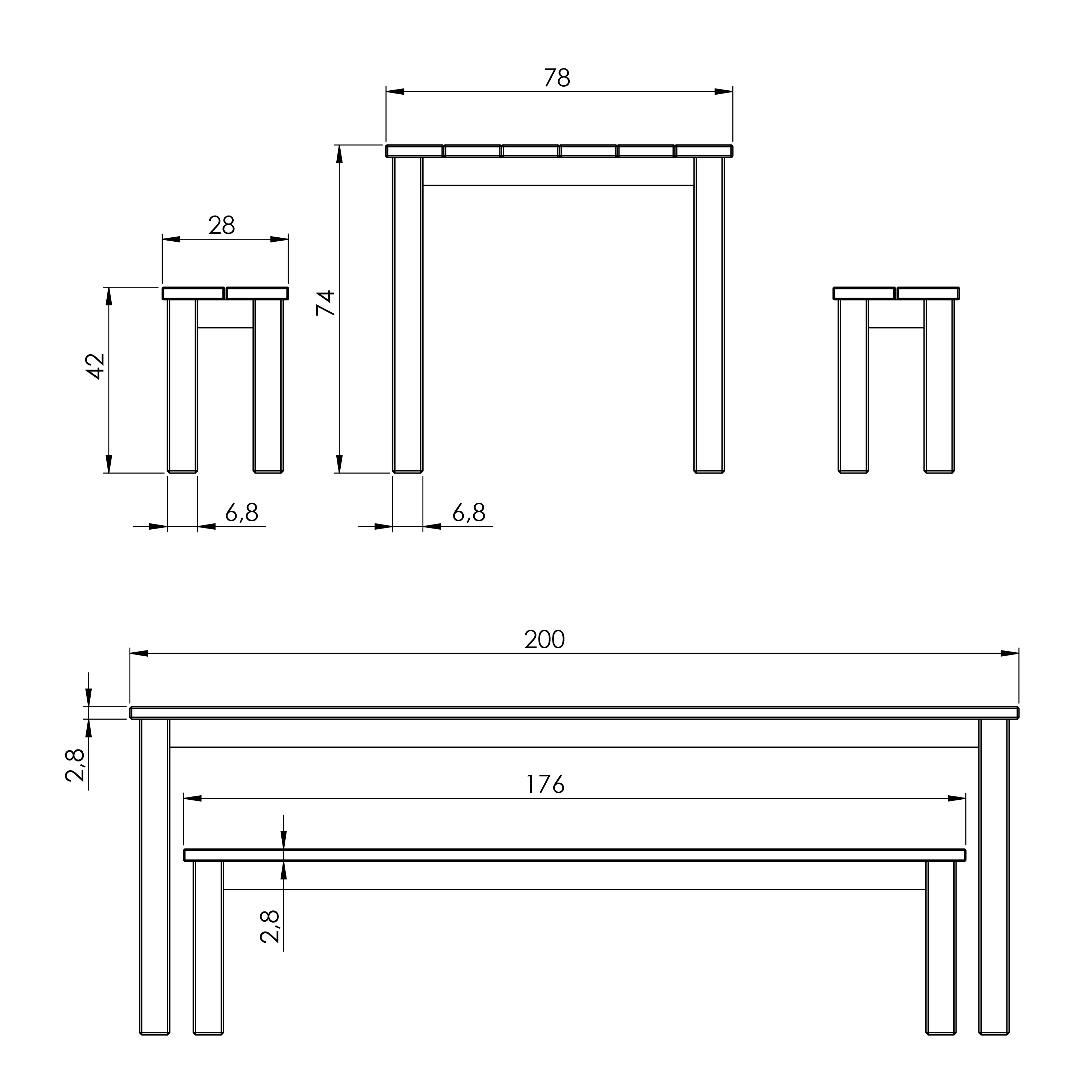 Louise Wooden Picnic Table and Bench Set 200 cm - Brown