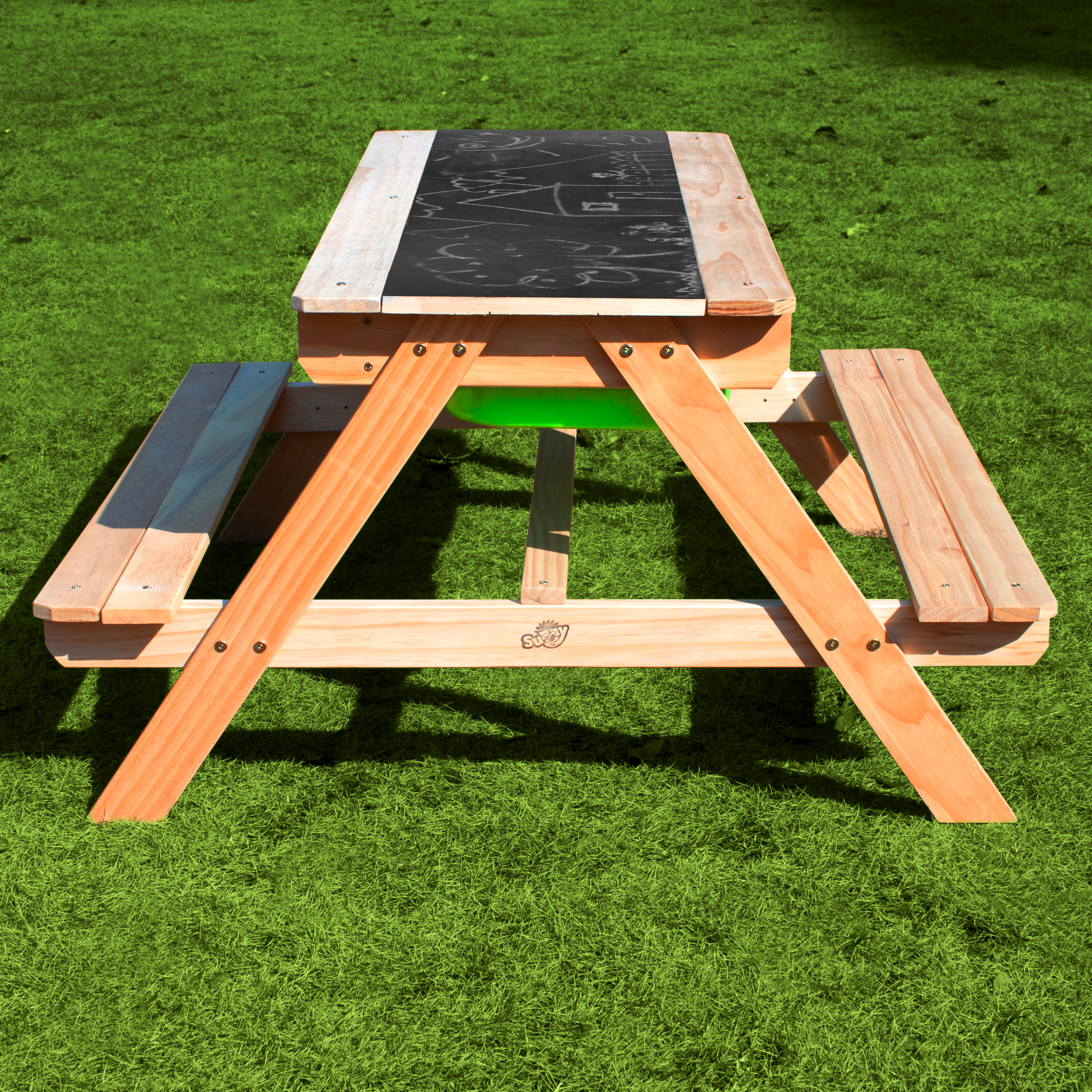 Dual Top 2.0 Sand & Water Picnic Table with Green Bins