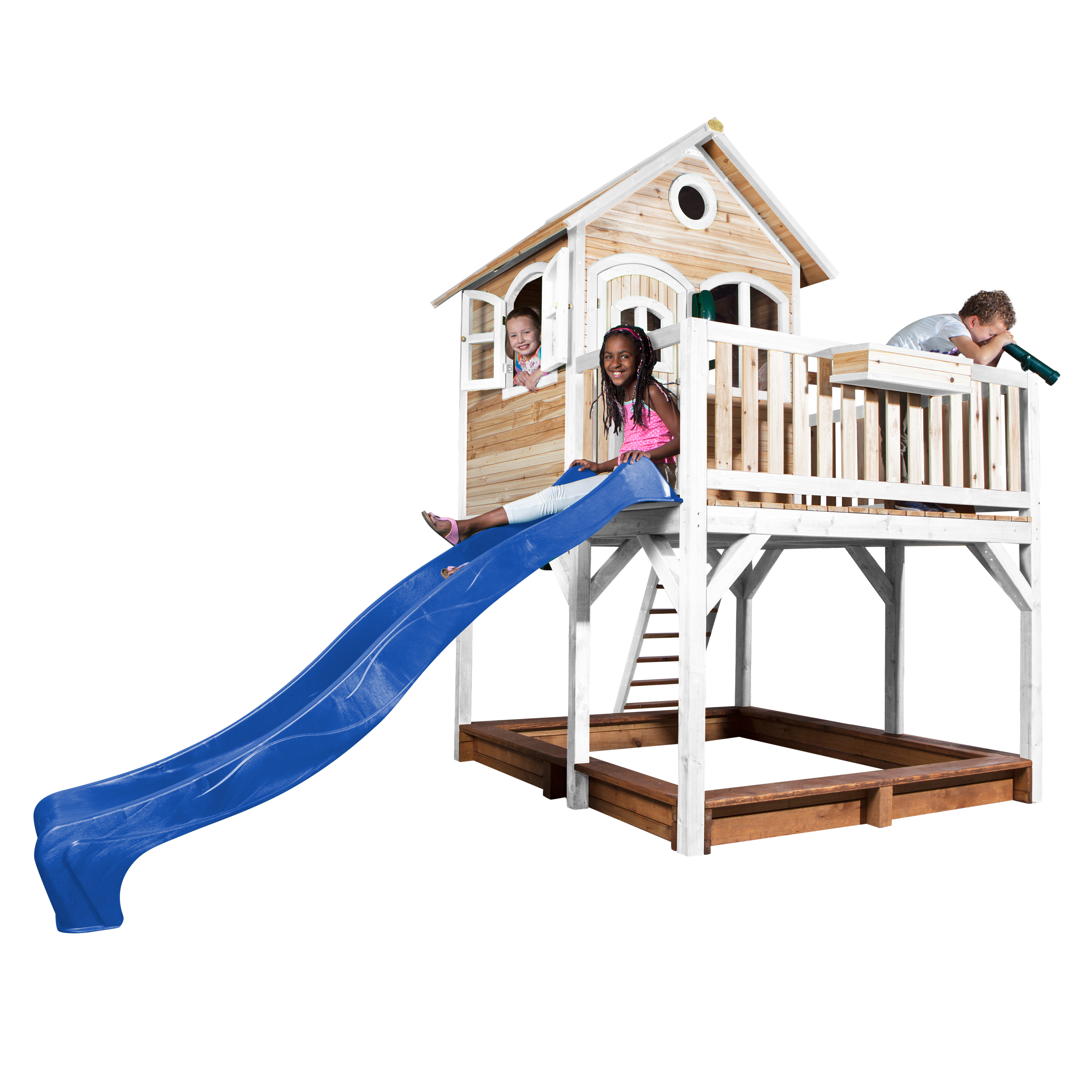 Liam Playhouse Brown/White - Blue Slide