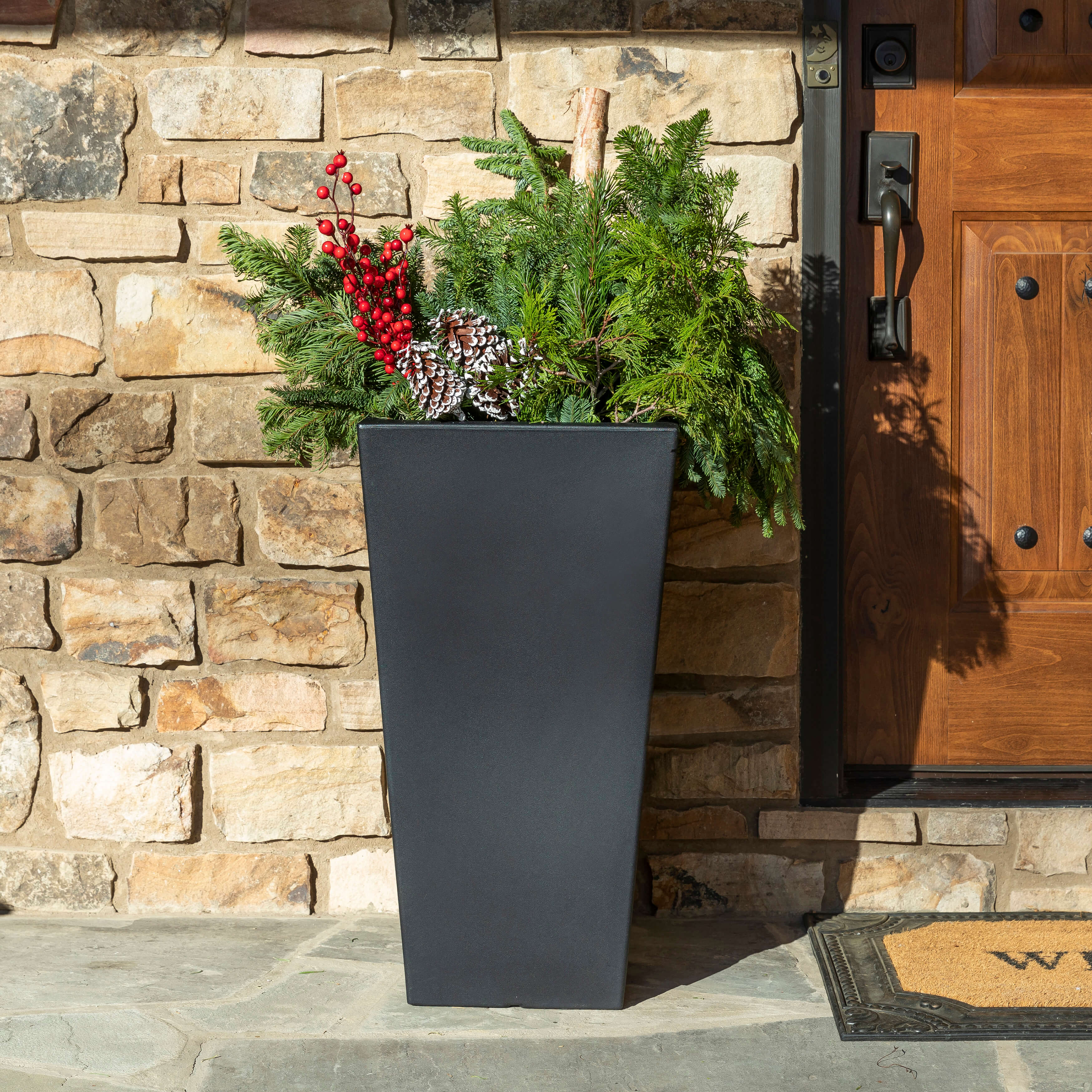 Tremont Tall Square Tapered Planter - Onyx Black