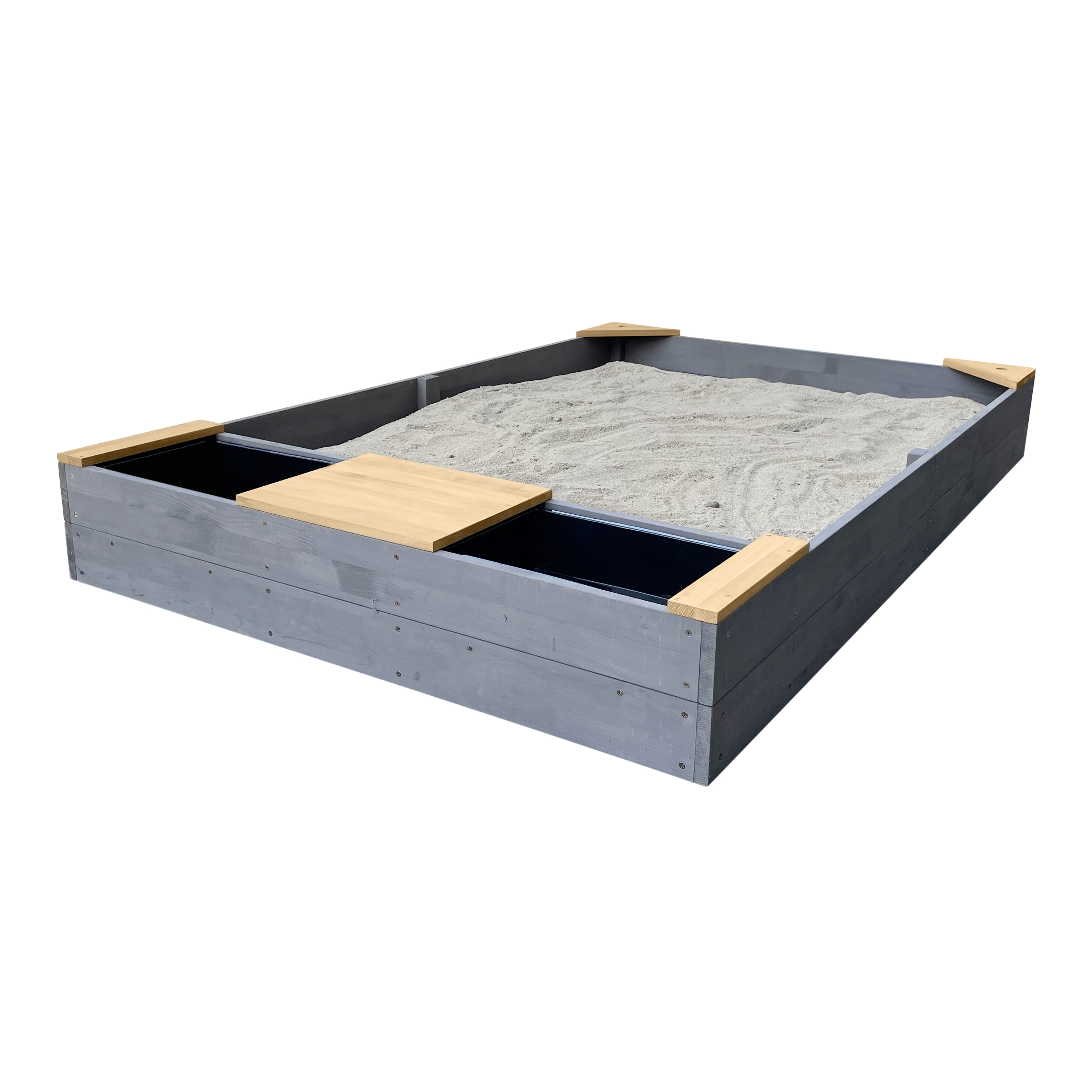 Kelly Sandbox with Bins and Bench Grey/brown