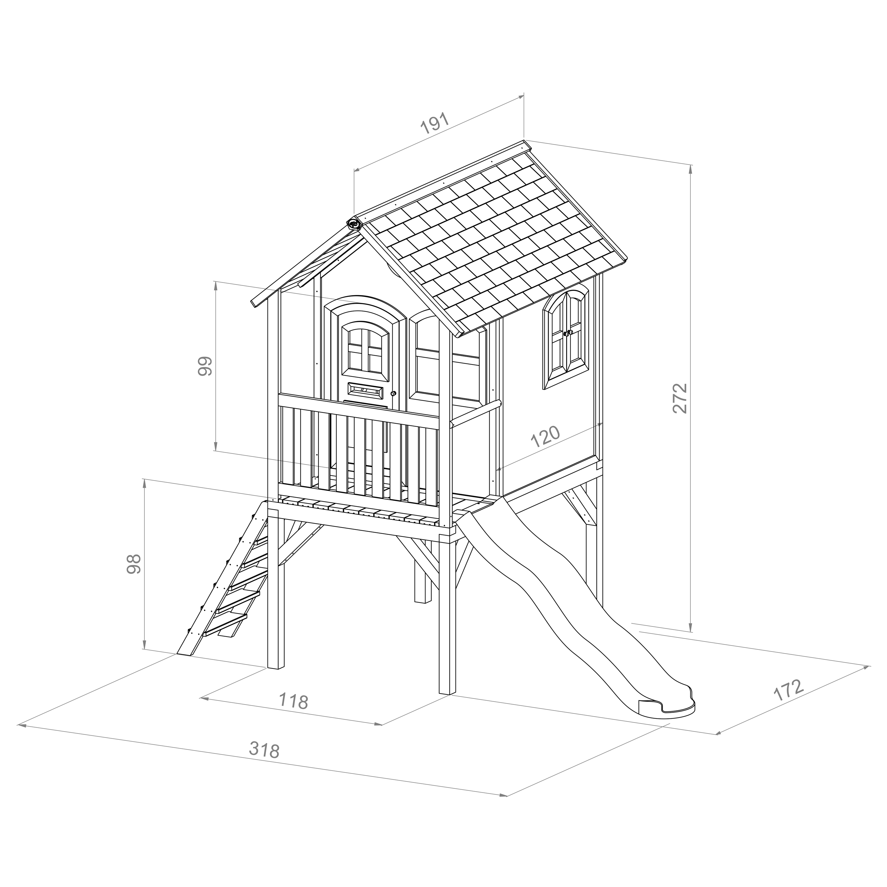 Laura Playhouse Brown/White - Lime Green Slide