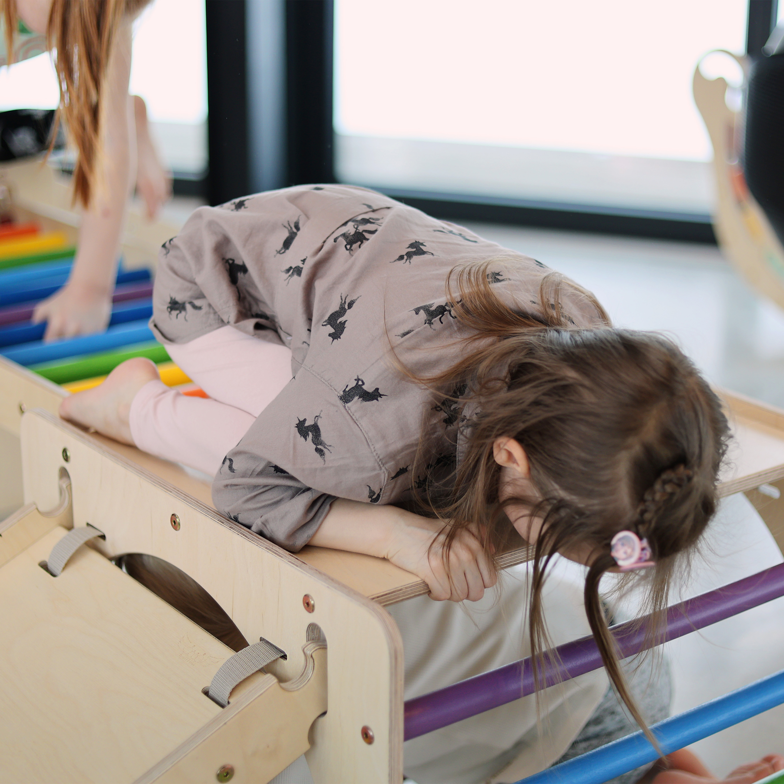 Wooden Activity Cube with Ladder and Climbing Wall Rainbow