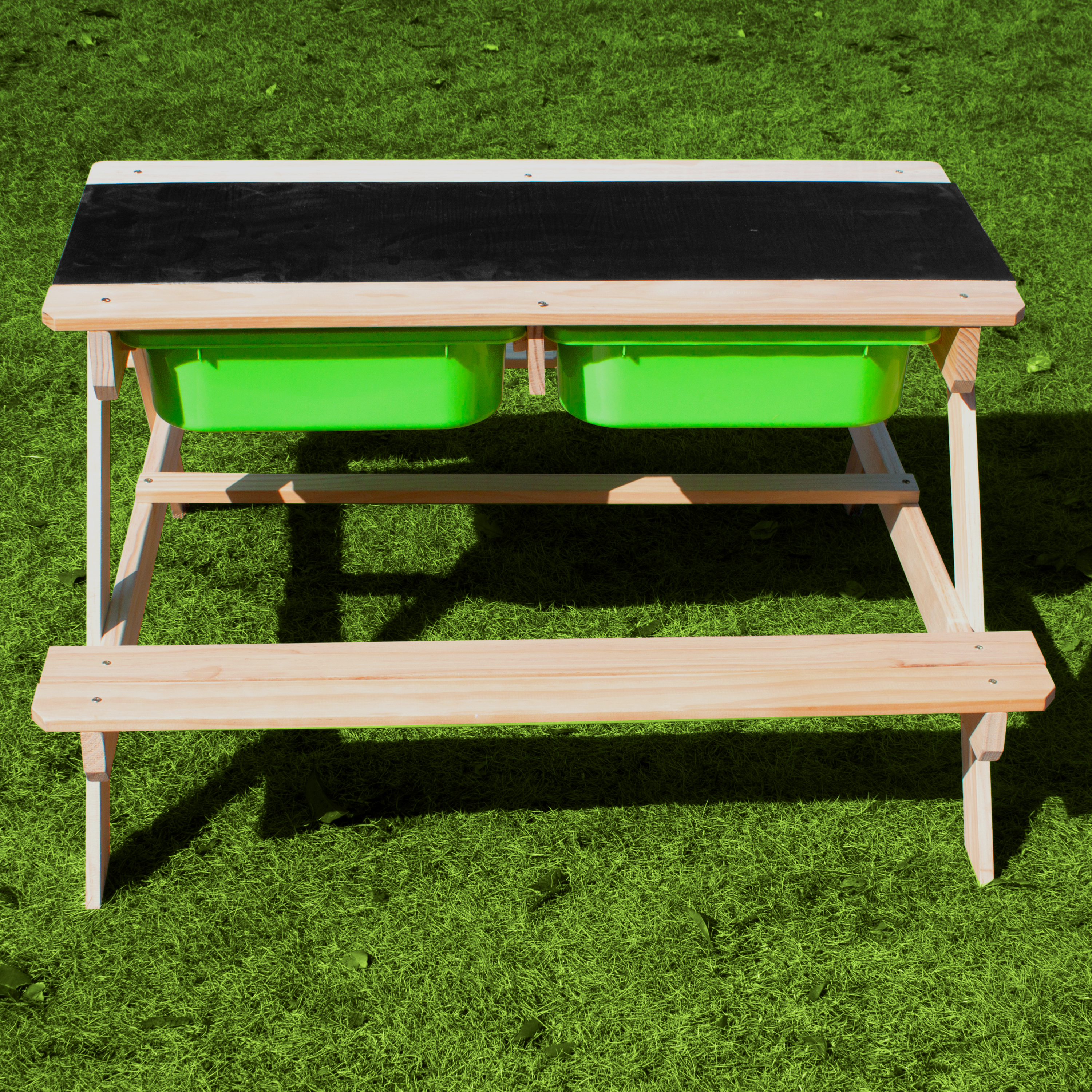 Dual Top 2.0 Sand & Water Picnic Table with Green Bins