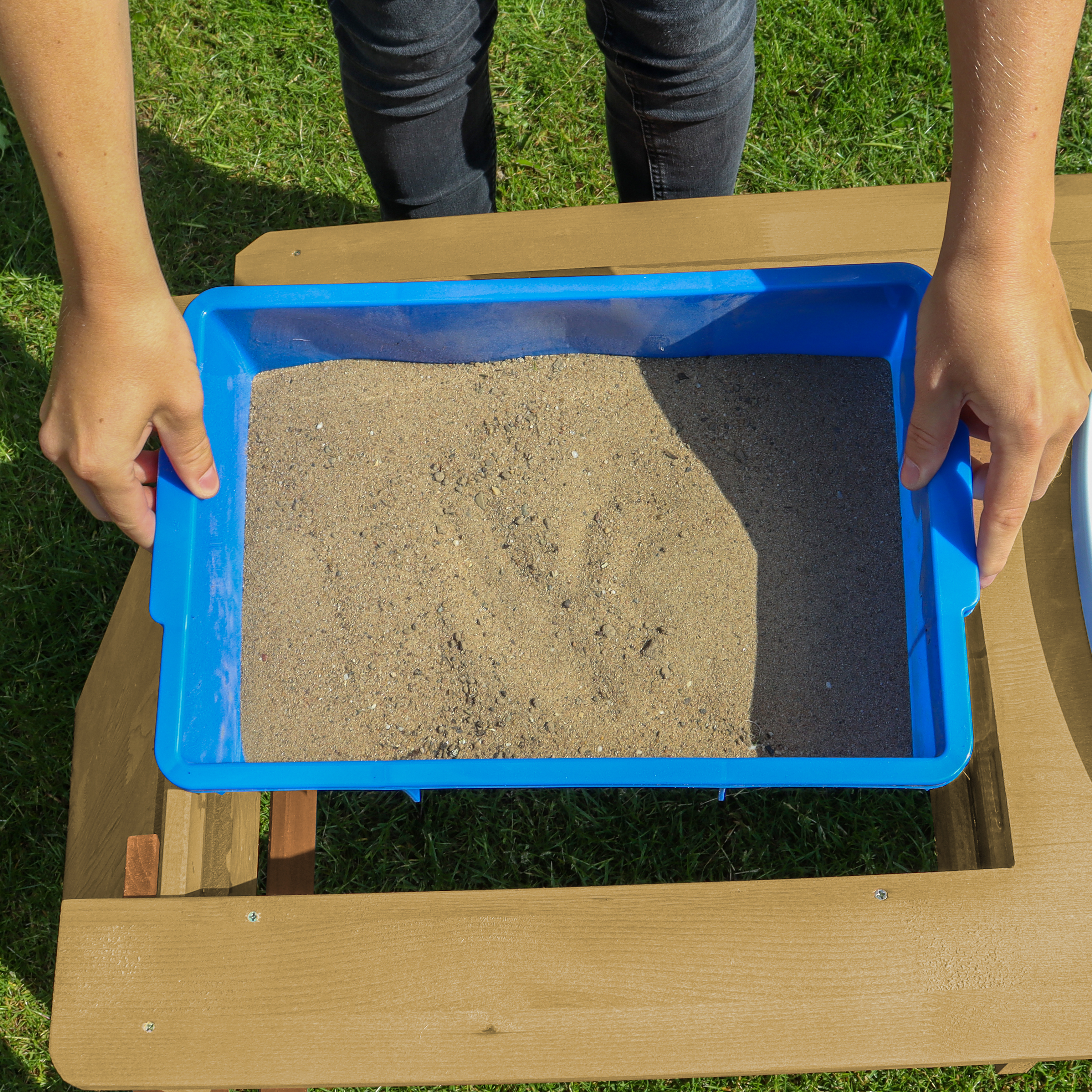 Emily Sand & Water Picnic Table with Play Kitchen sink Brown