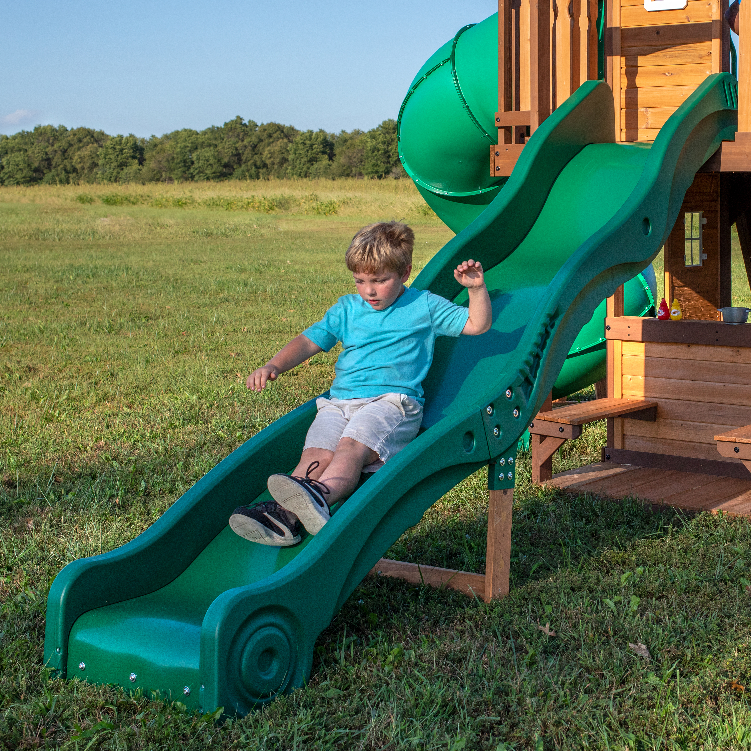 Cedar Cove Swing Set with 2 Slides and Observation Tower 