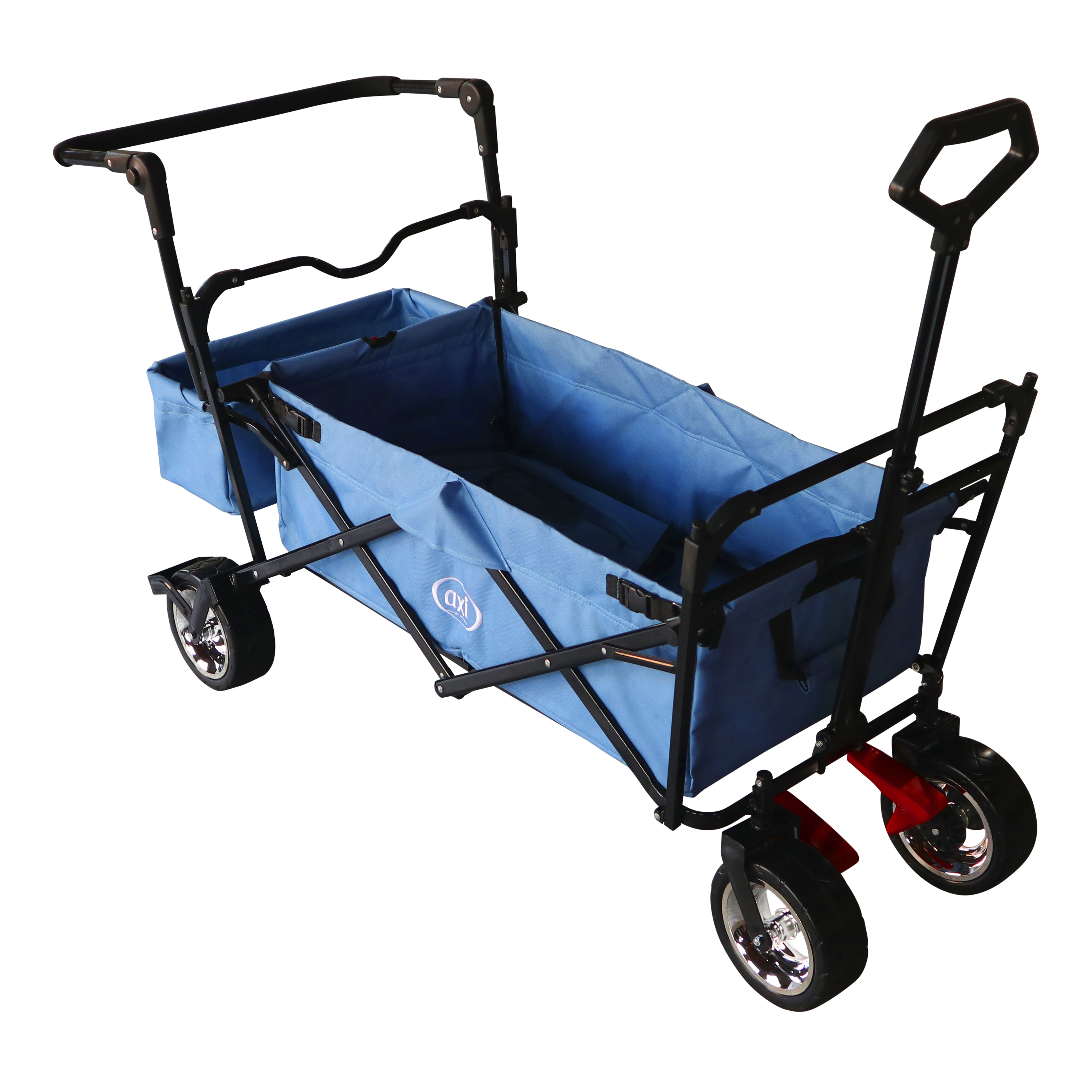 AB210 Chariot pliable avec toit, sac, frein et barre de pous