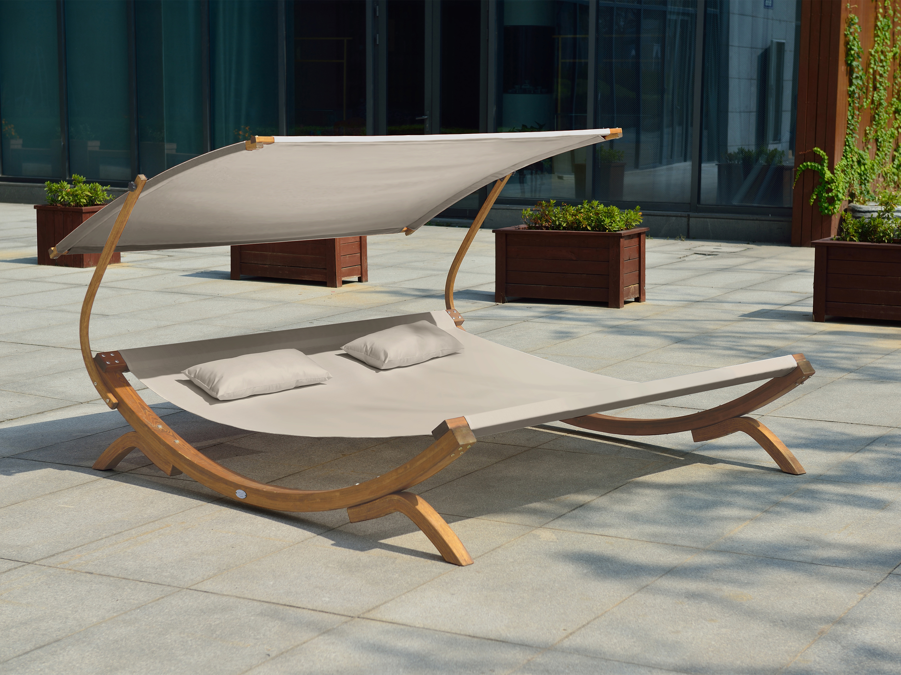 AXI Mallorca Double Lounger with Sunshade - Beige