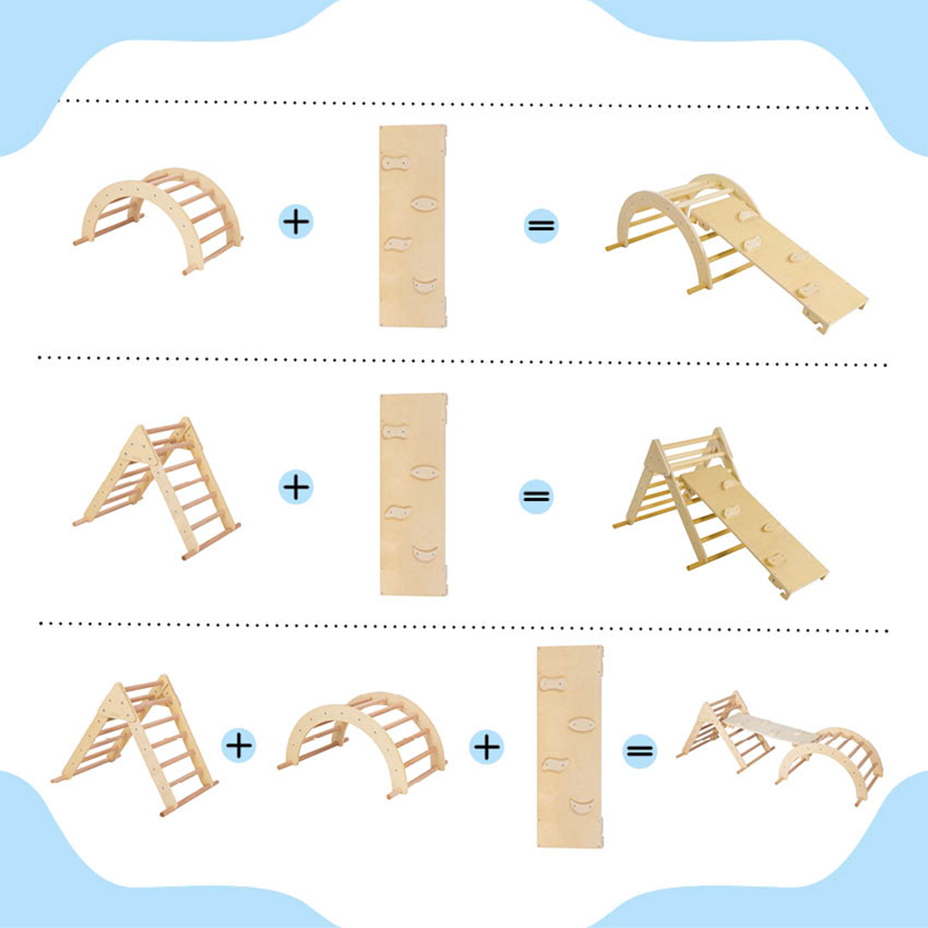 Charlie 3 in 1 Wooden Climbing Triangle with Climbing 