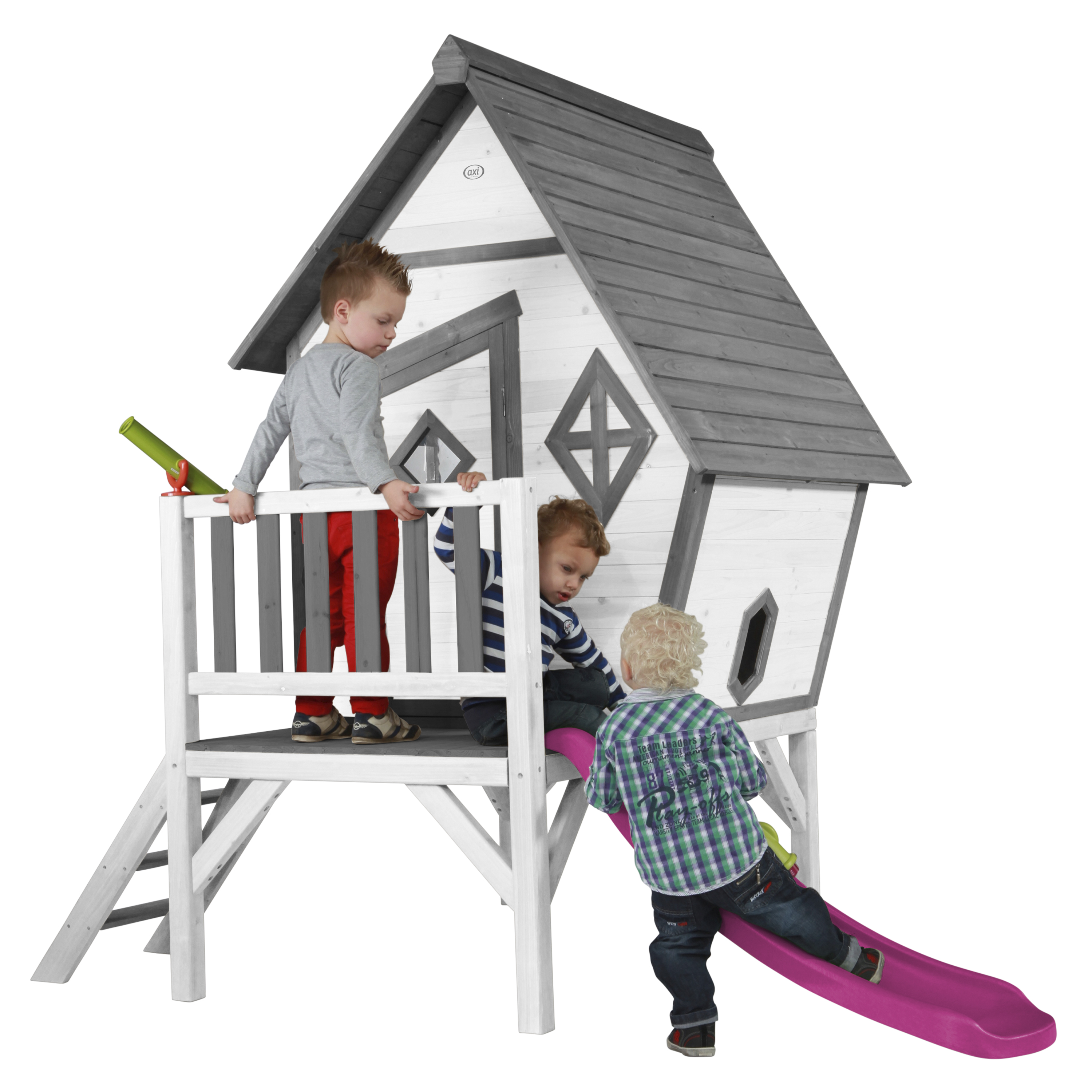 Cabin XL Playhouse Grey/White - Purple Slide