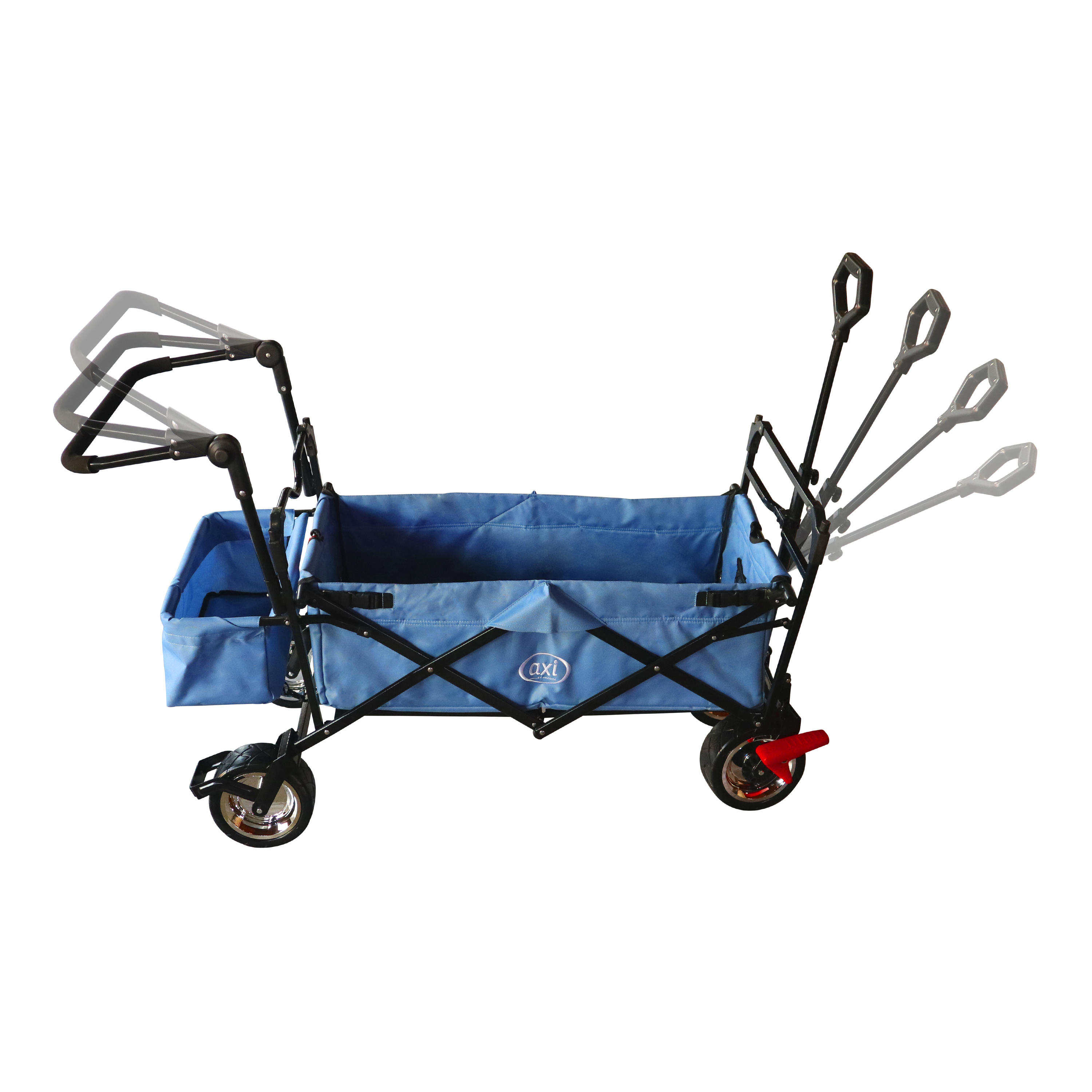 AB210 Foldable Beachwagon with roof, bag, brake and handlebar Blue