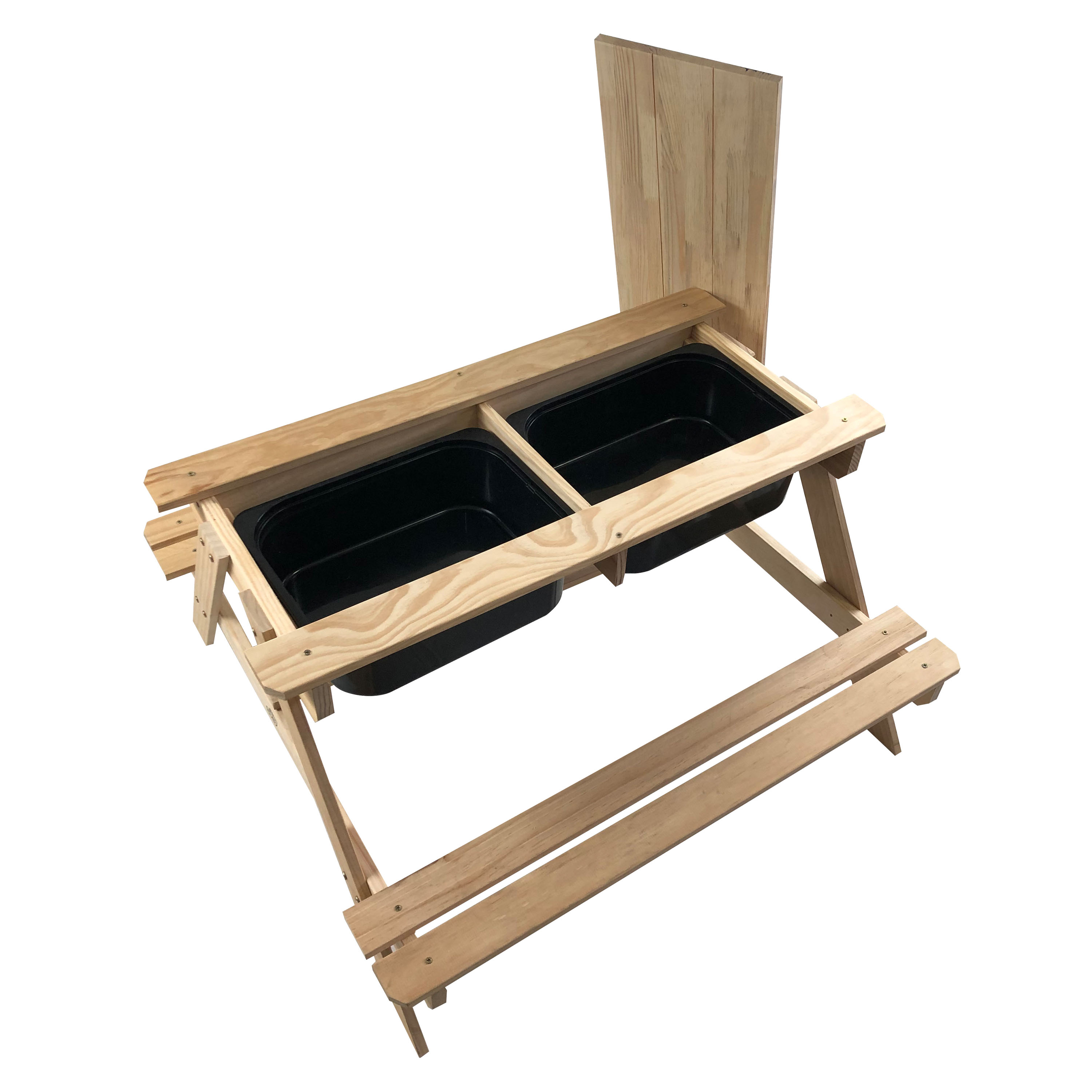 Sunny Dual Top 2.0 Sand & Water Picnic Table with Black Bins