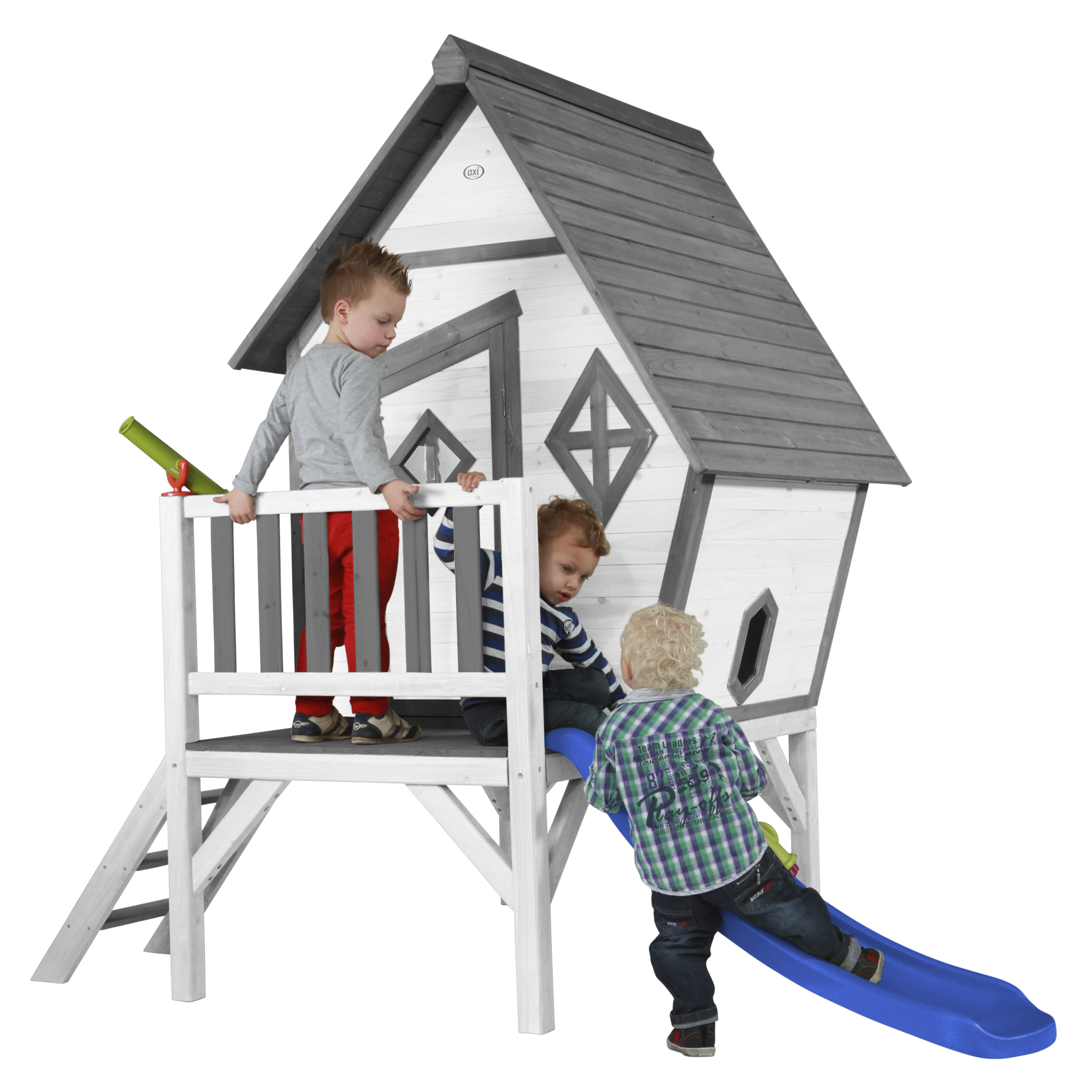 Cabin XL Playhouse Grey/White - Blue Slide